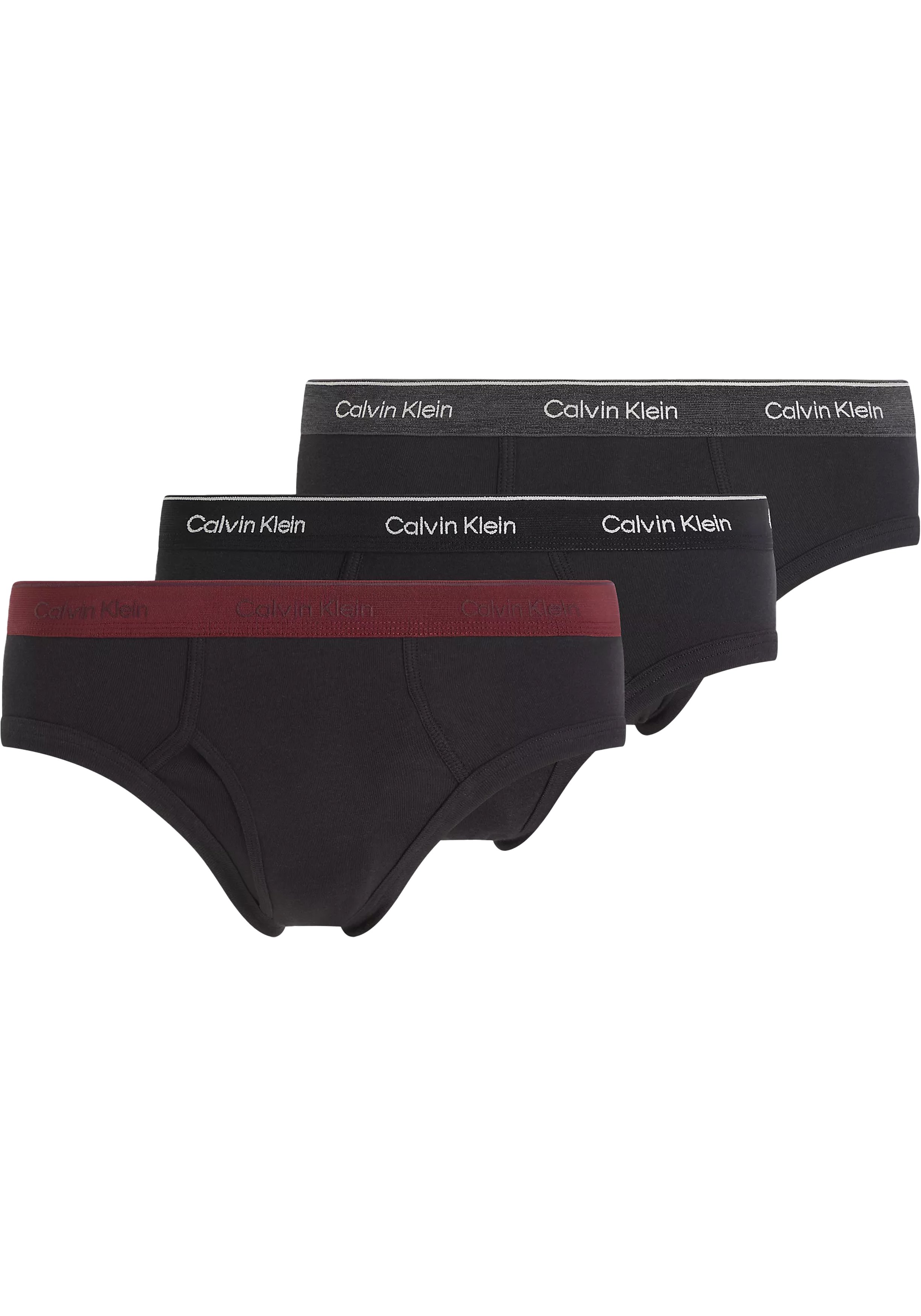 Calvin Klein Hipster Briefs (3-pack), heren slips, zwart met gekleurde tailleband