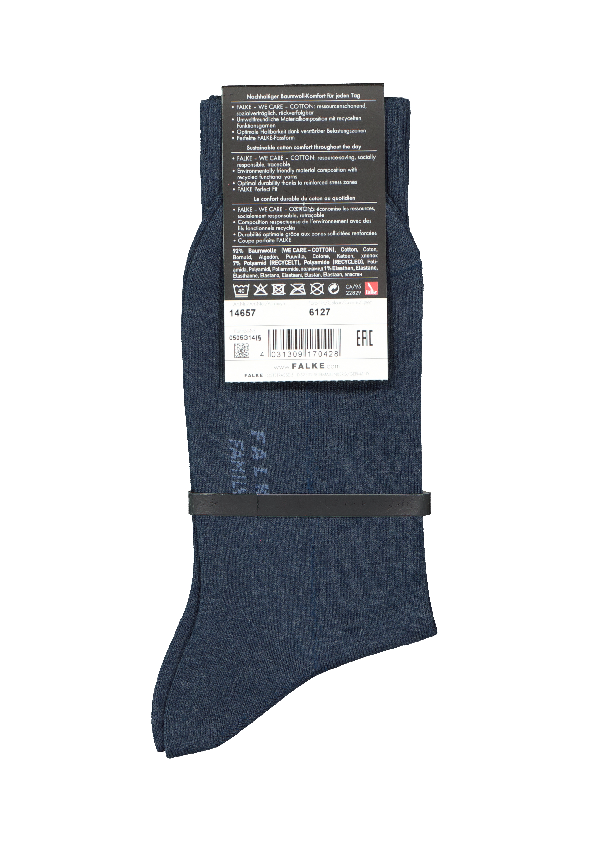 FALKE Family herensokken, marine blauw melange (navy melange)