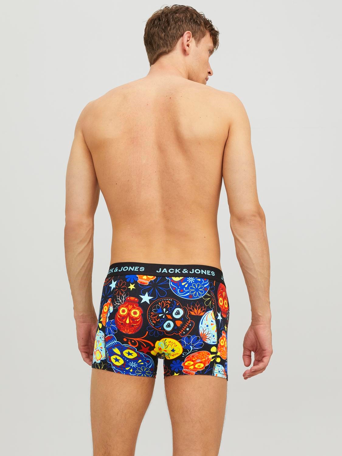 JACK & JONES Jacsugar skull trunks (3-pack), heren boxers normale lengte, zwart en geel