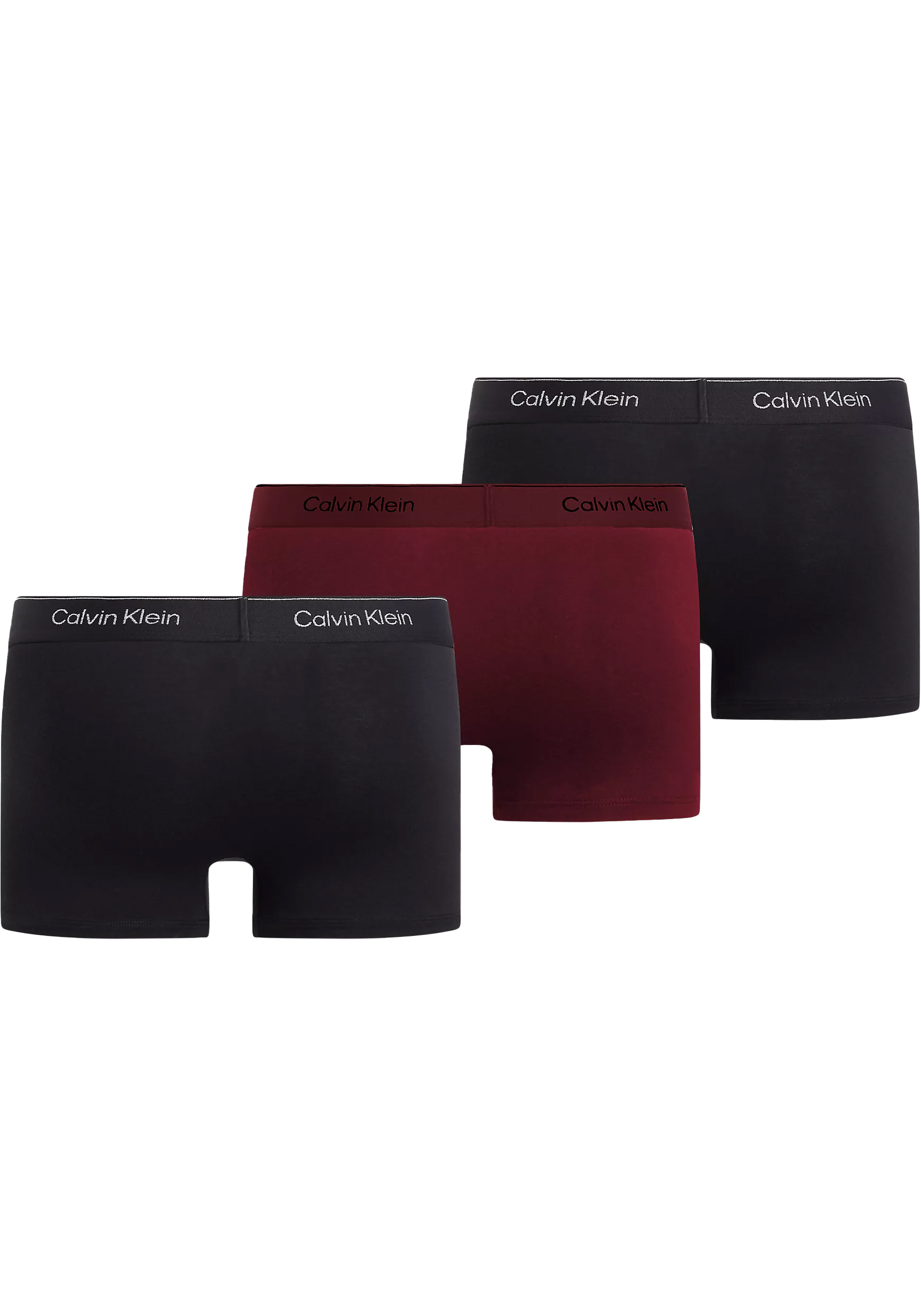 Calvin Klein Trunk (3-pack), heren boxers normale lengte, zwart met gekleurde tailleband