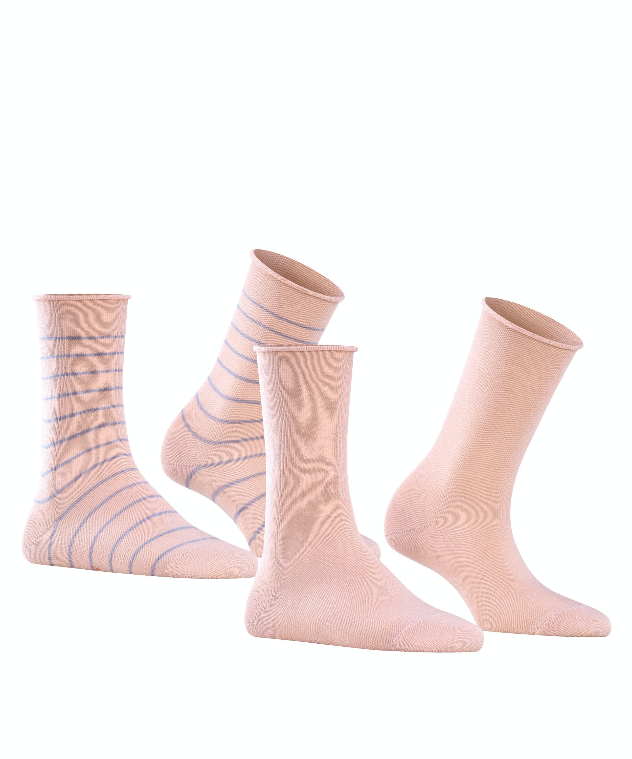 FALKE Happy Stripe 2-Pack damessokken, lichtroze (blossom)