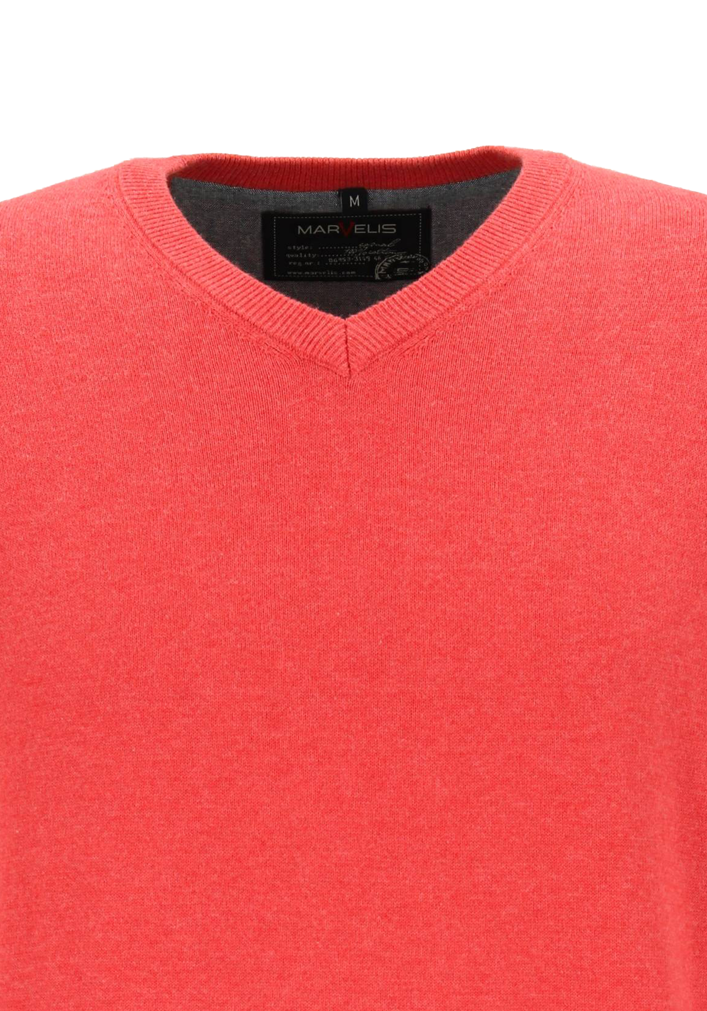 MARVELIS modern fit trui katoen, V-hals, rood