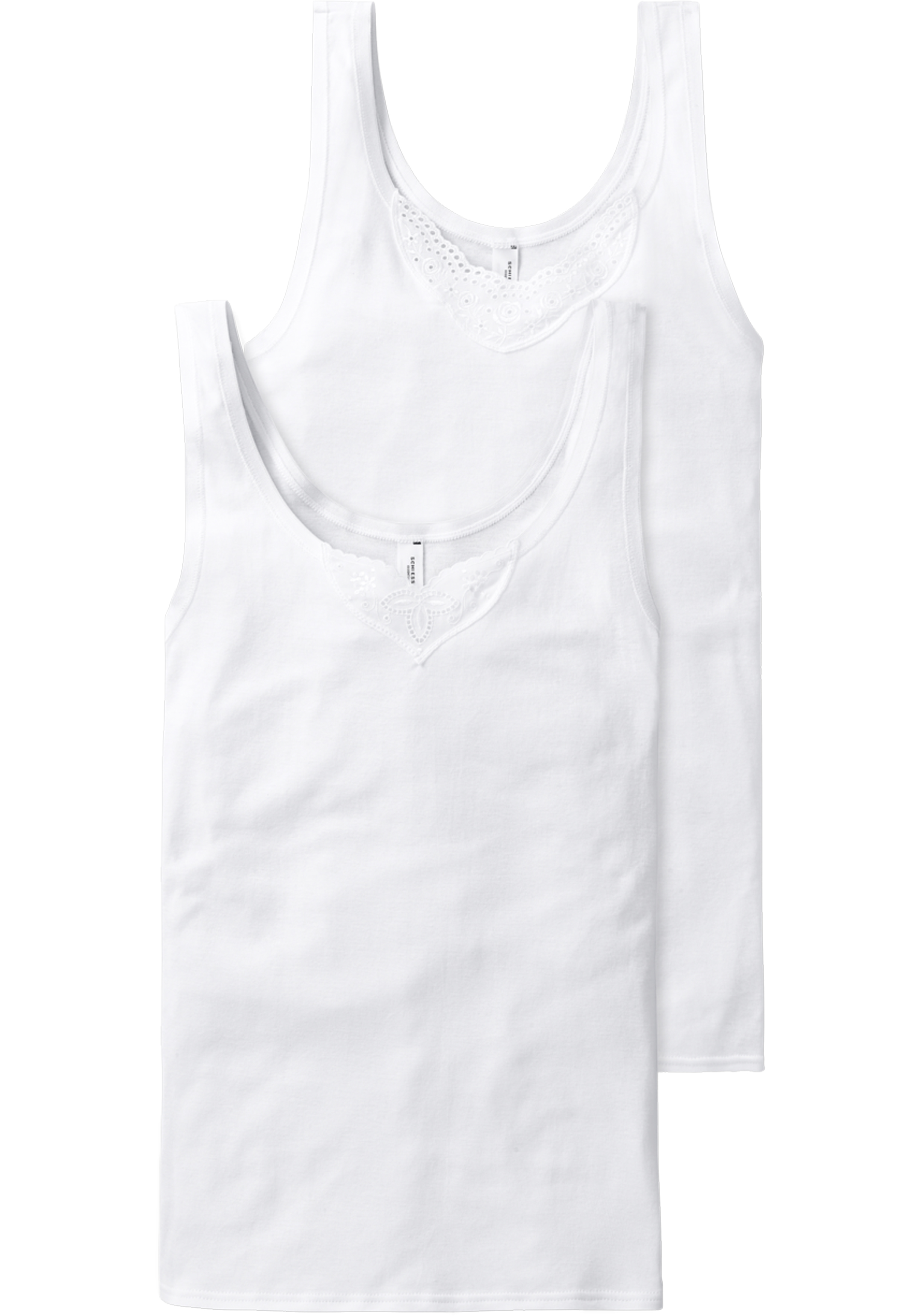 SCHIESSER Cotton Essentials singlet (2-pack), dames onderhemd wit