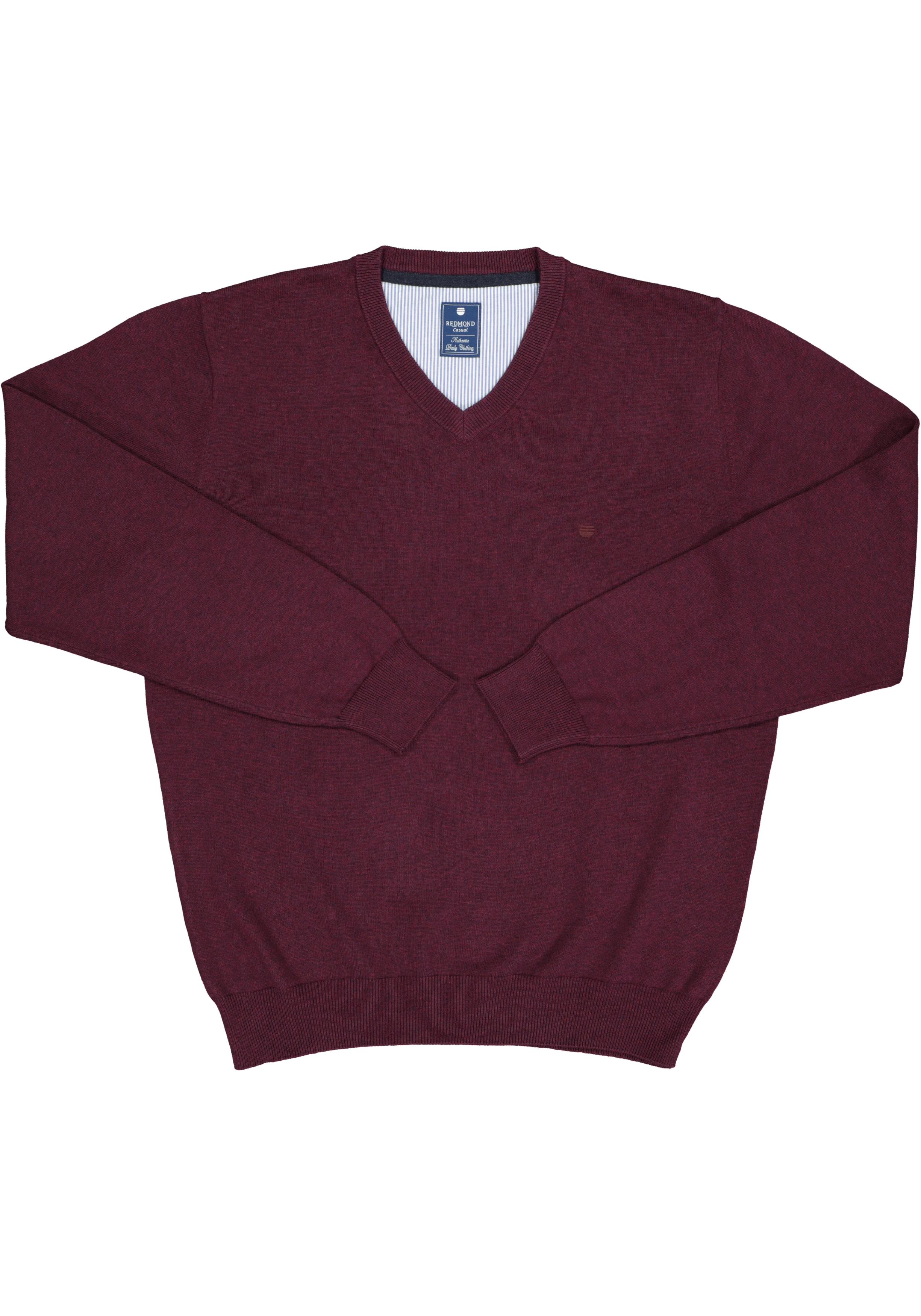 Redmond heren trui katoen, V-hals, bordeaux rood