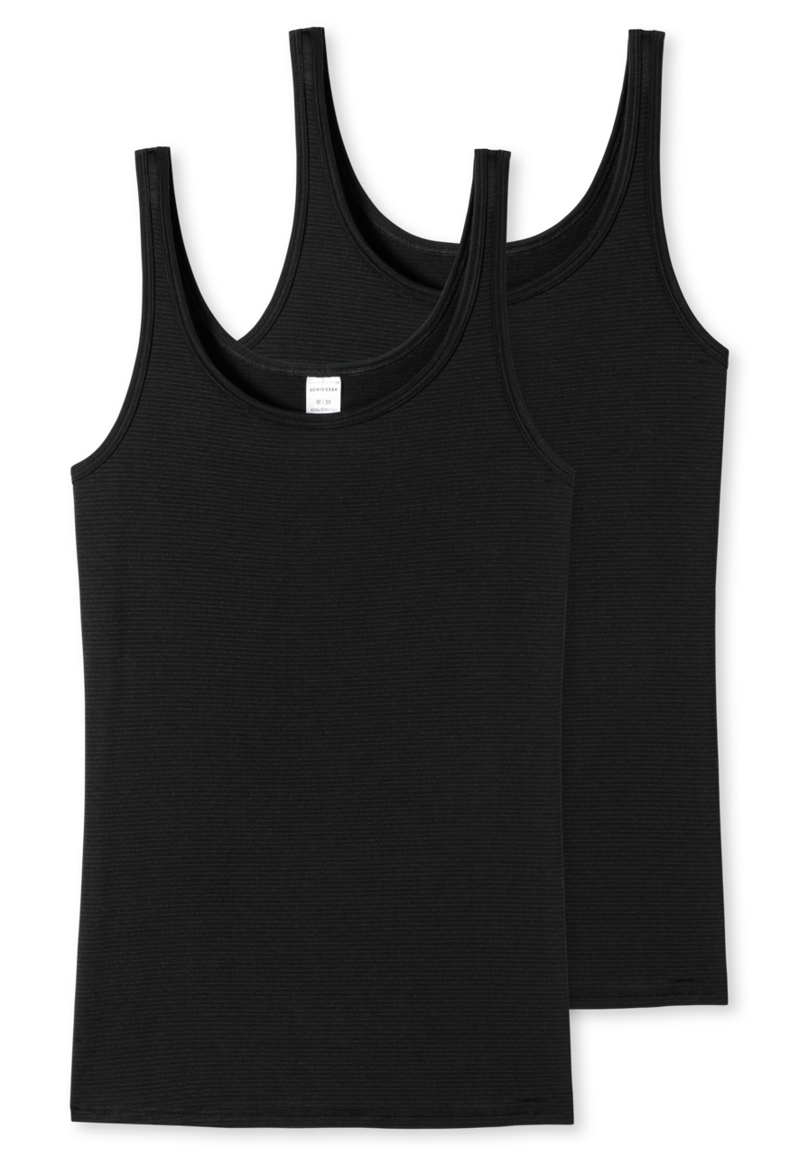 SCHIESSER Modal Essentials singlet (2-pack), dames straptops zwart