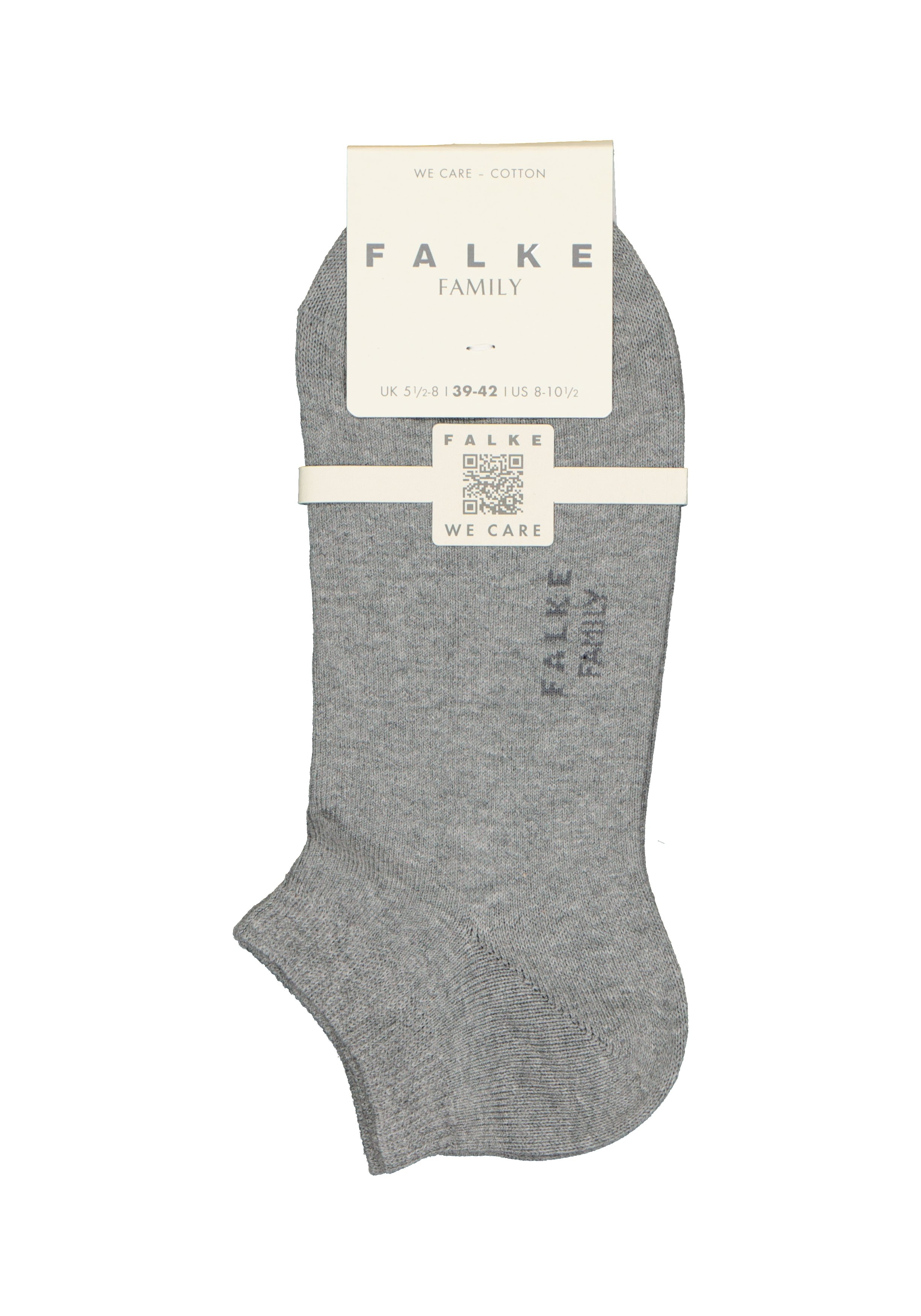 FALKE Family dames enkelsokken, katoen, grijs (grey mix)