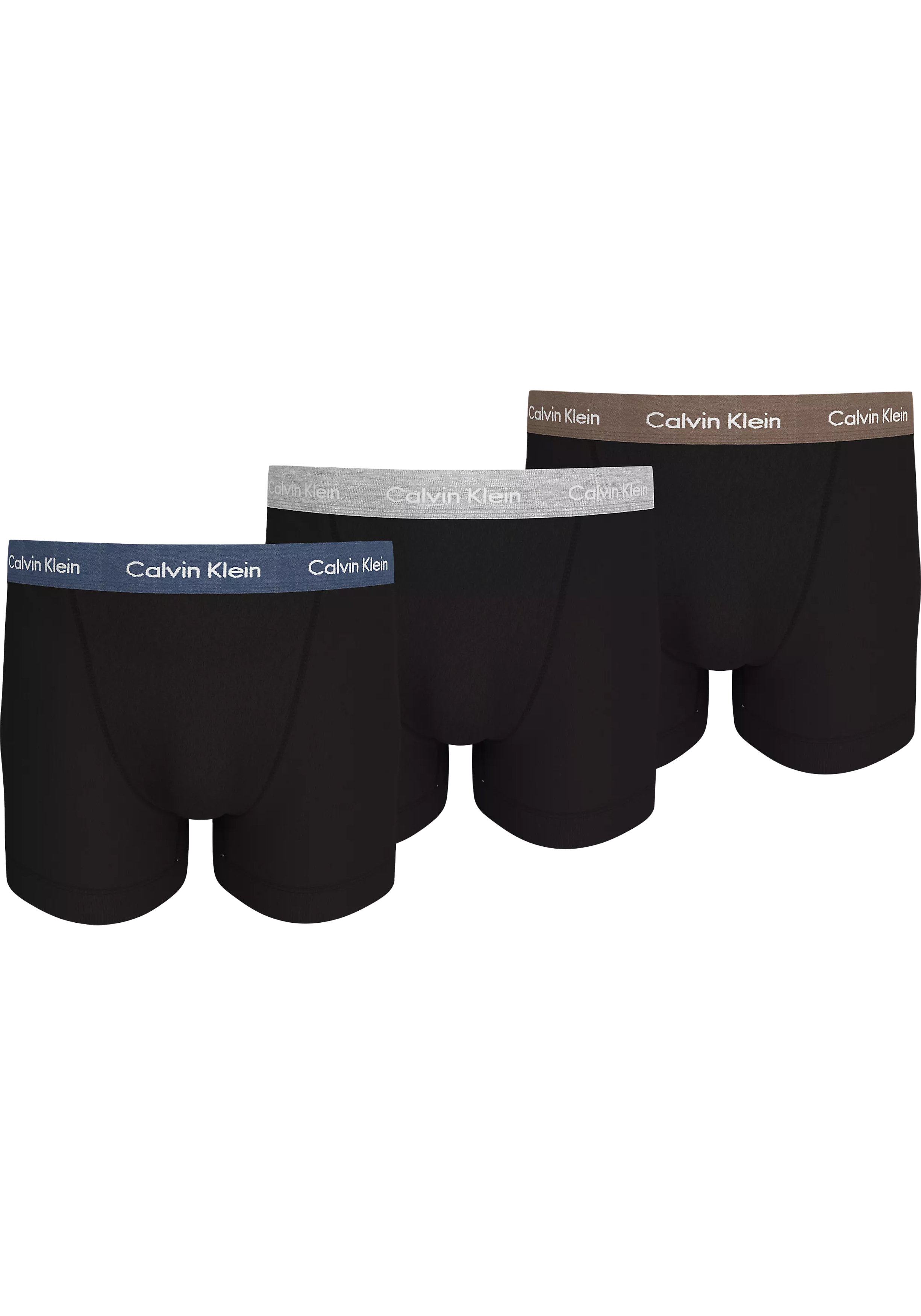 Calvin Klein Trunk (3-pack), heren boxers normale lengte, zwart, grijs dessin, blauw