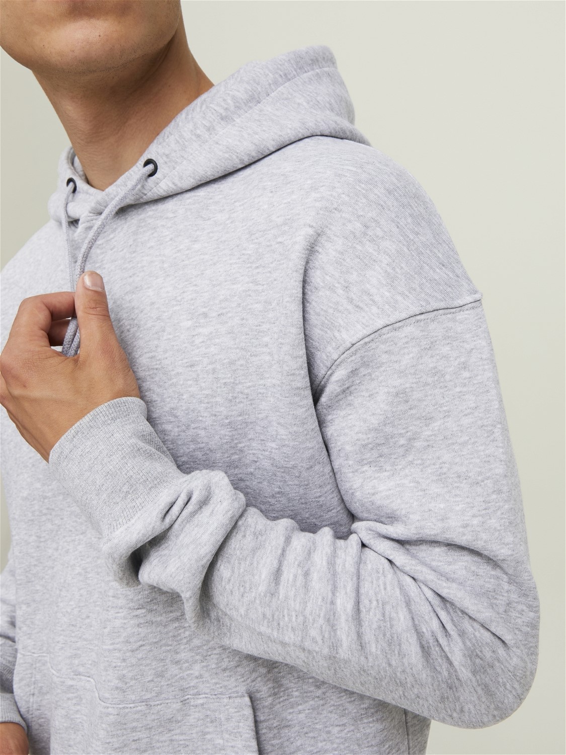 JACK & JONES Star basic sweat hood regular fit, heren hoodie katoenmengsel met capuchon, lichtgrijs melange