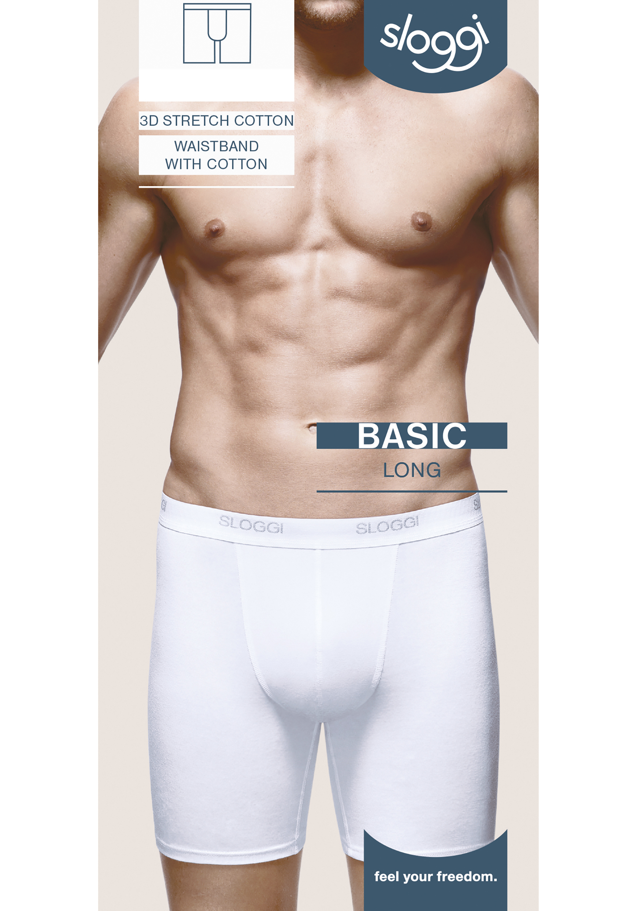 Sloggi Men Basic Long, heren boxer (1-pack), wit