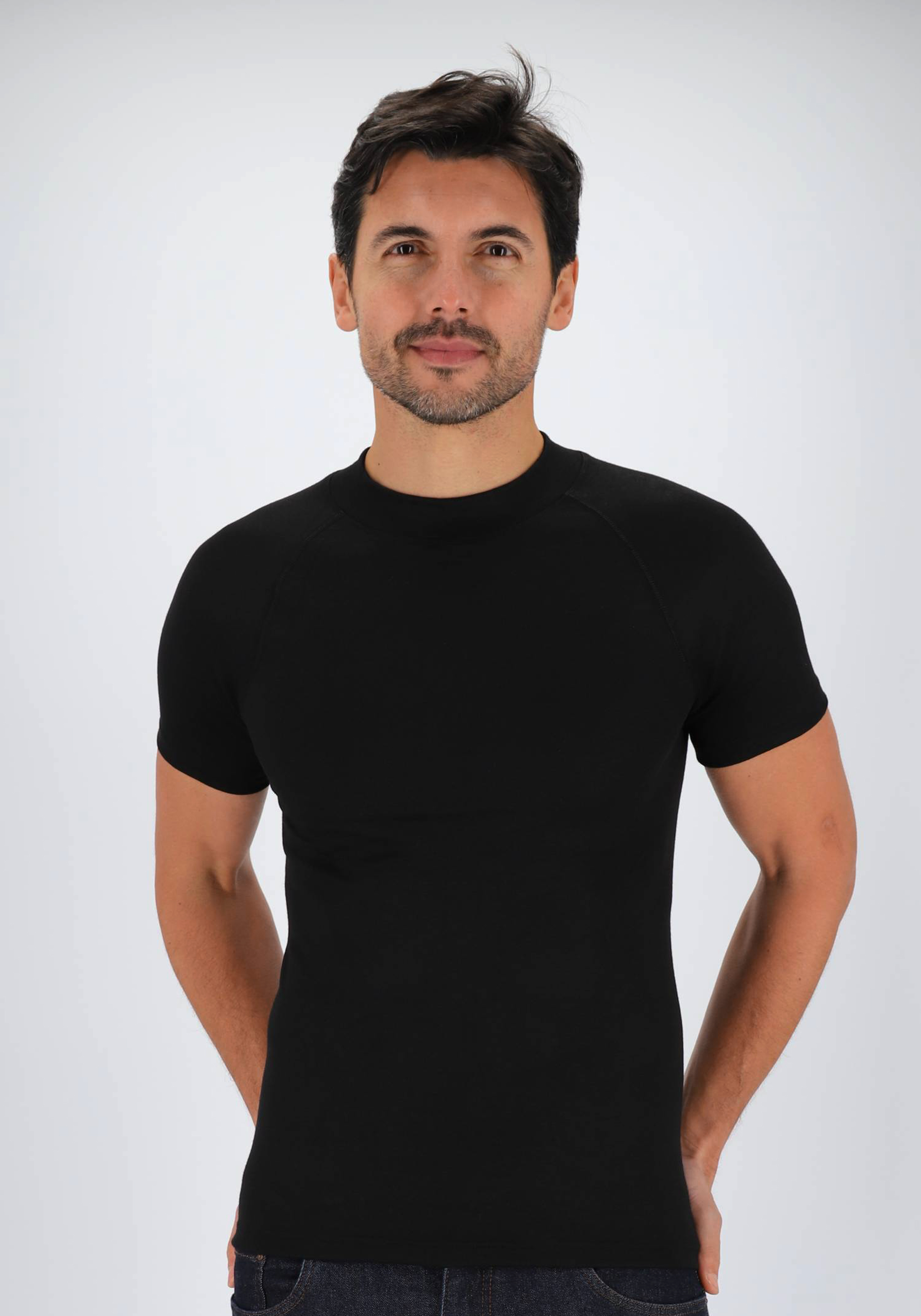 TEN CATE Thermo men T-shirt, heren thermo T-shirt korte mouw en O-hals, zwart