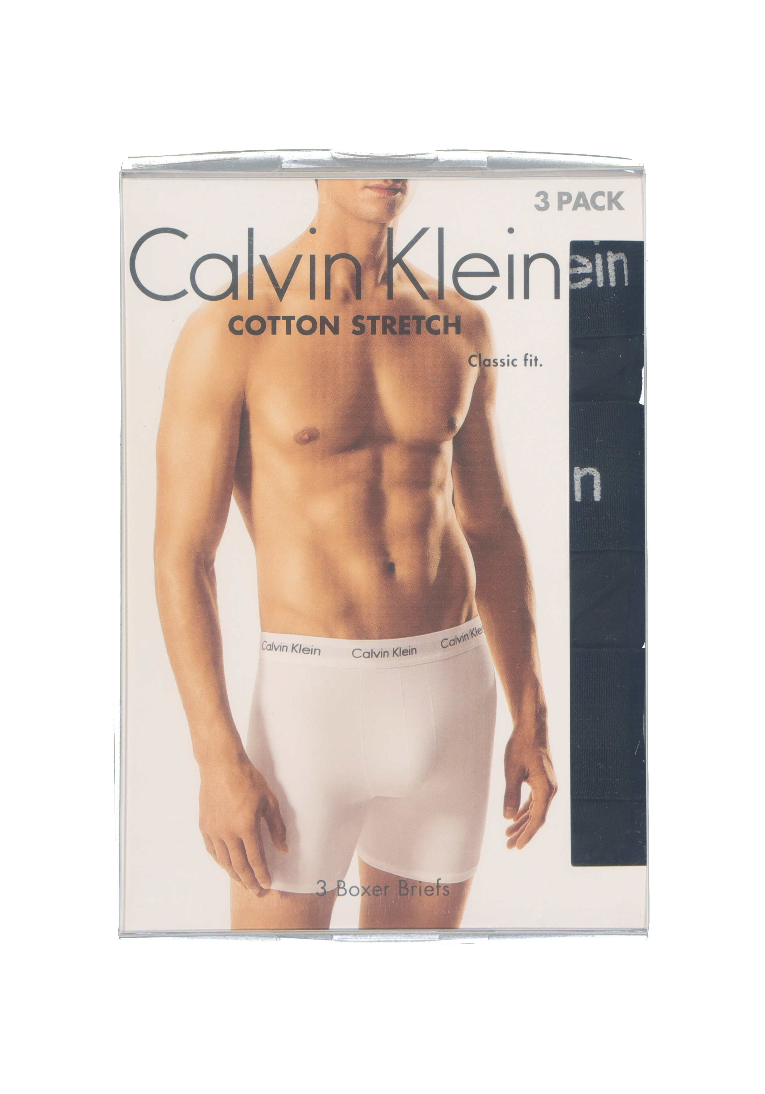 Calvin Klein Cotton Stretch boxer brief (3-pack), heren boxers extra lang, zwart met zwarte tailleband 