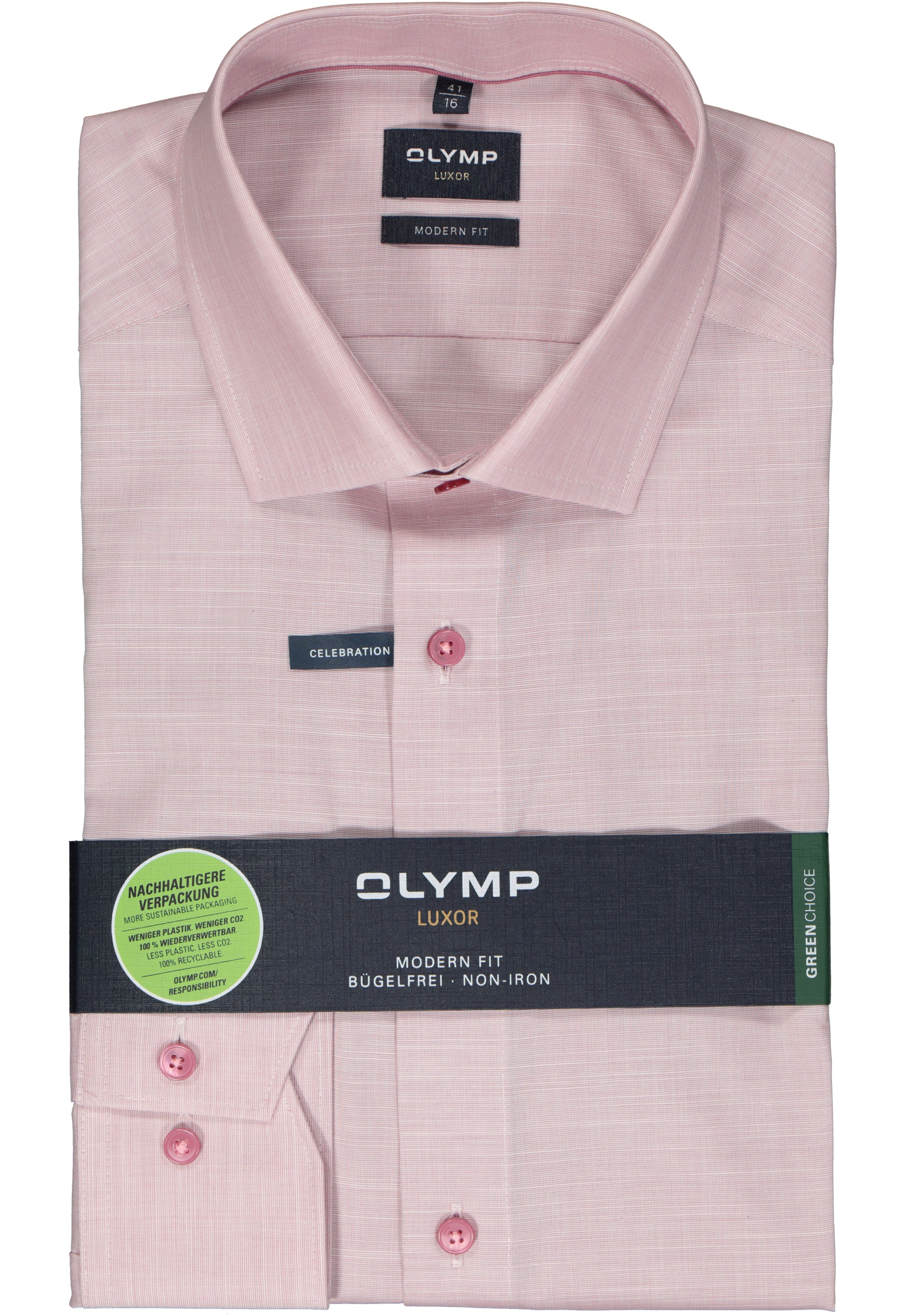 OLYMP modern fit overhemd, structuur, mauve paars