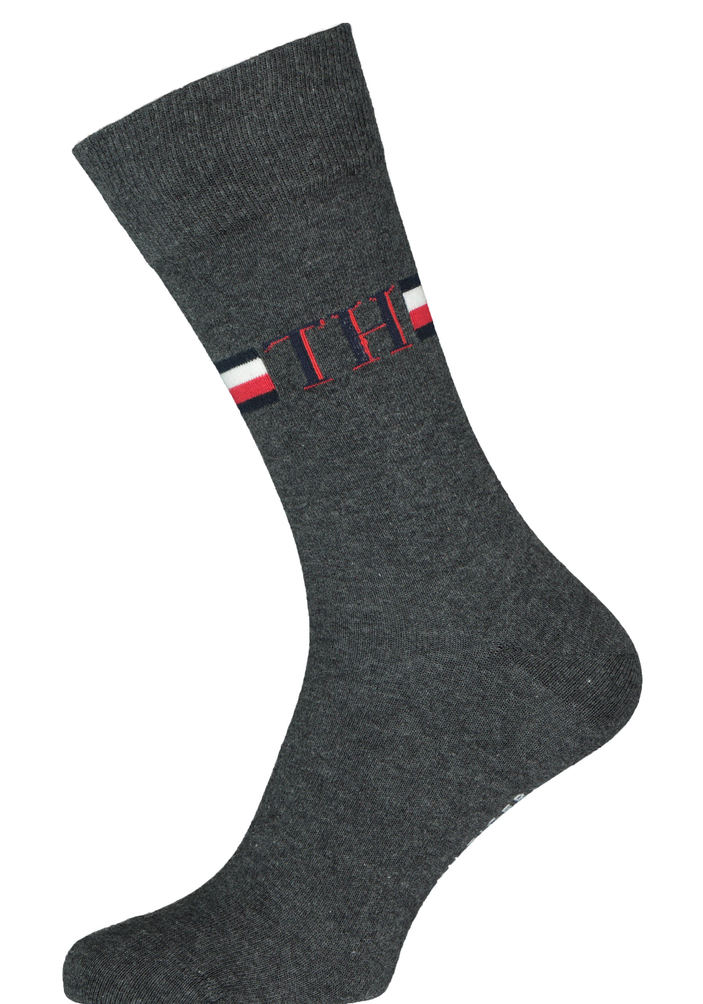 Tommy Hilfiger Iconic Logo Stripe Socks (2-pack), herensokken katoen, grijs