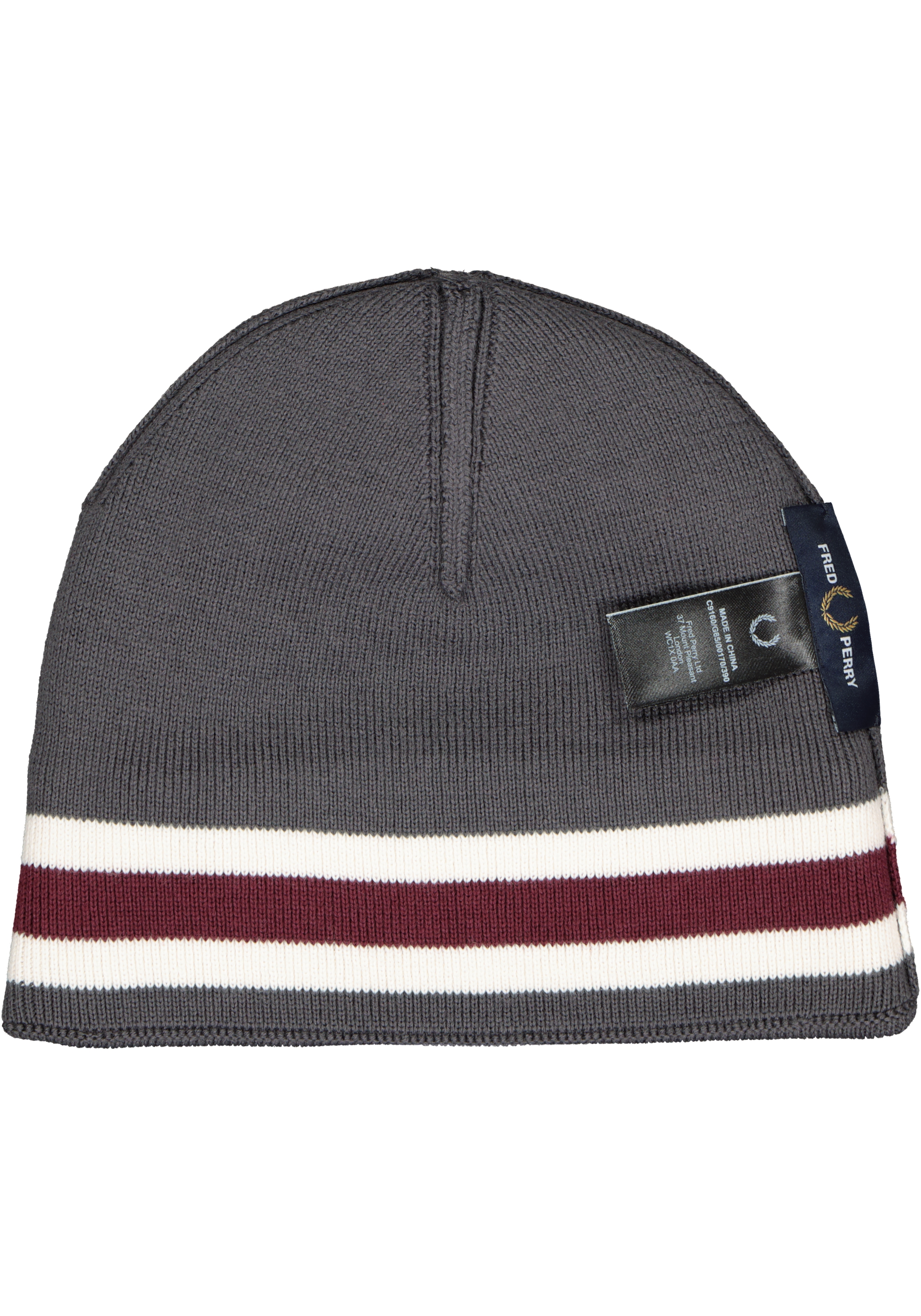 Fred Perry merino wol beanie muts, antraciet