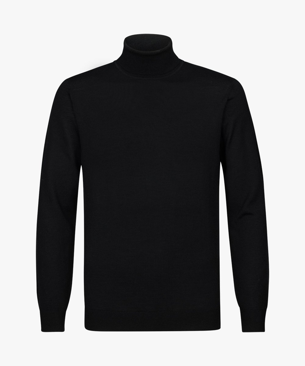 Profuomo heren trui wol, slim fit coltrui, zwart