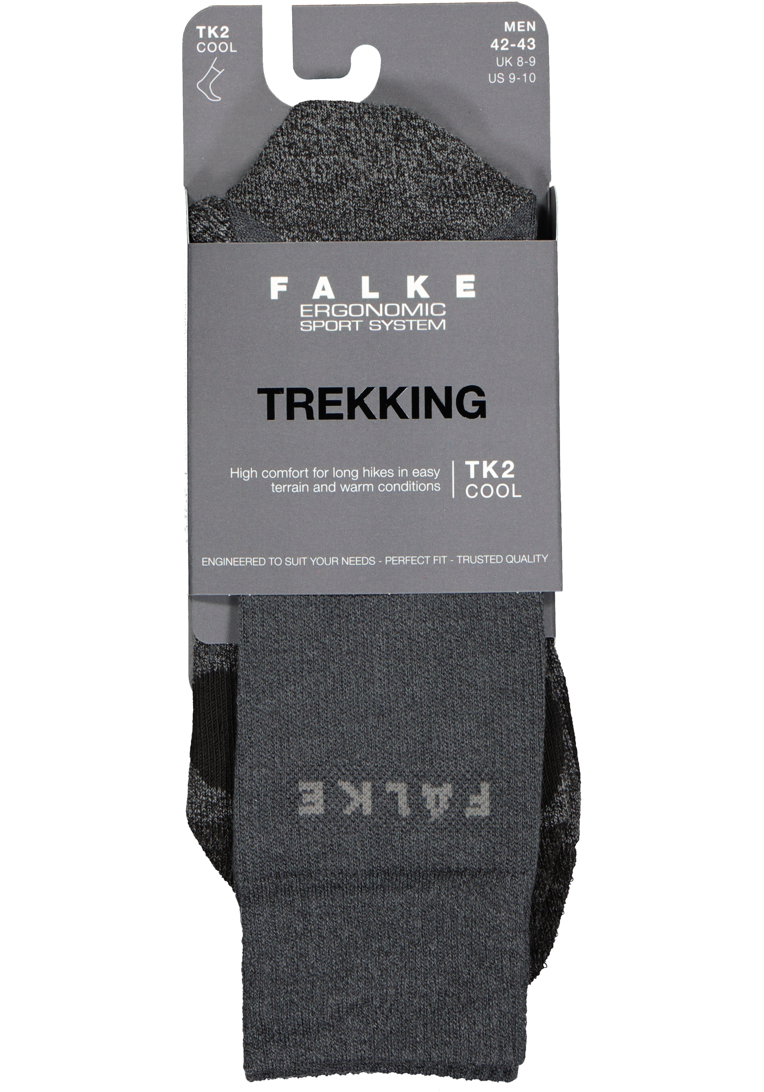 FALKE TK2 Cool heren wandelsokken, antraciet grijs (asphalt melange)