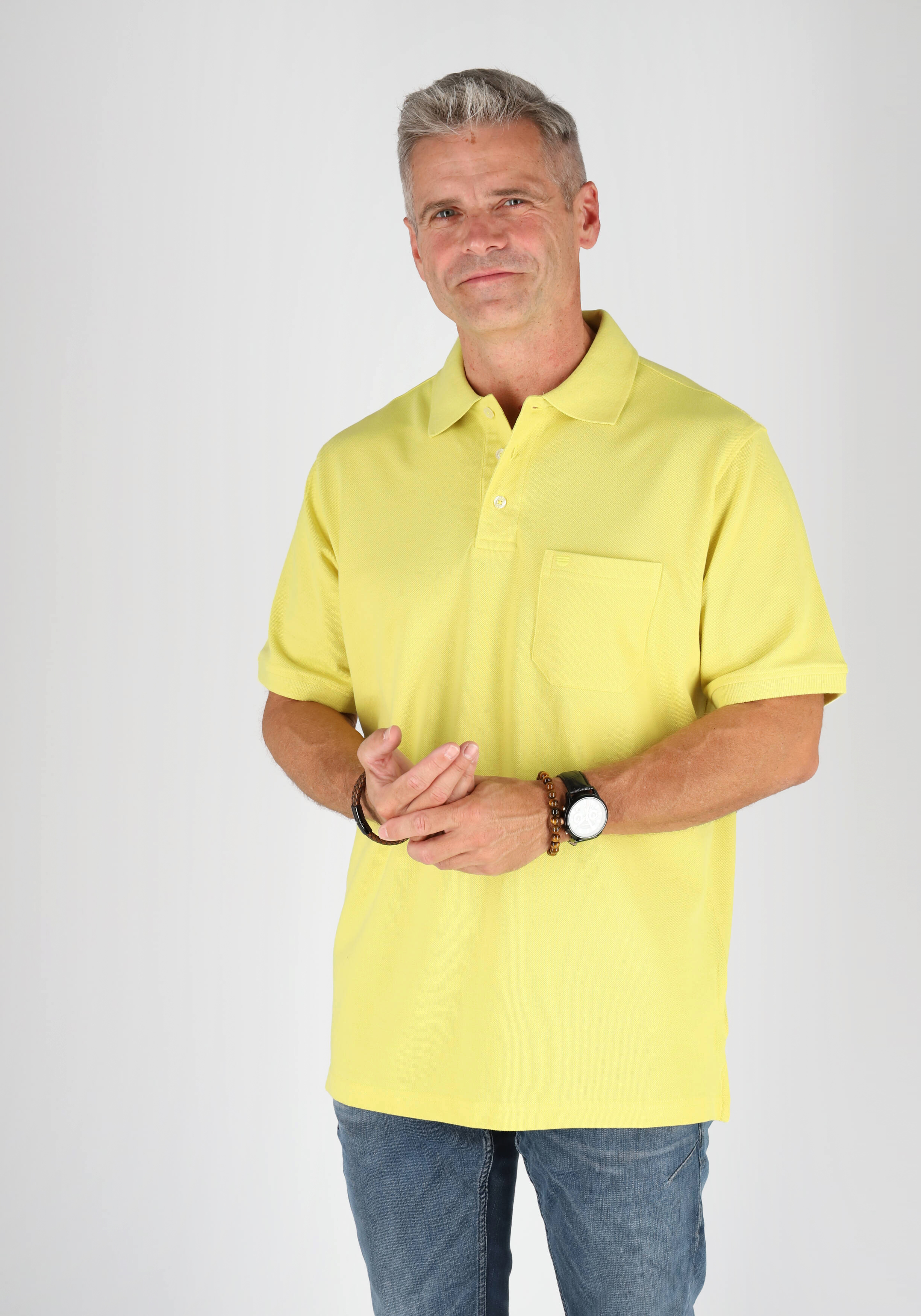 Redmond regular fit heren polo, pique, geel