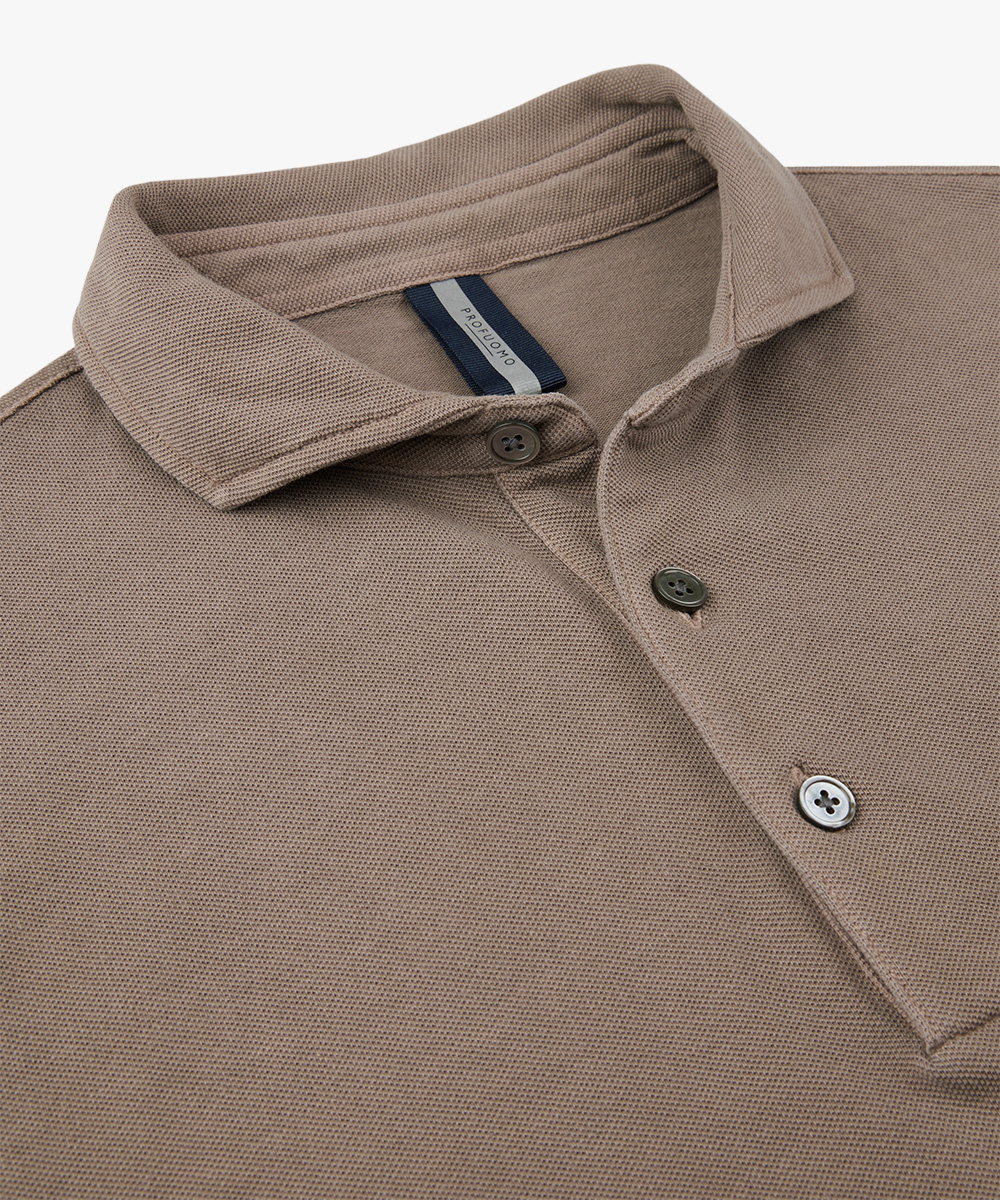 Profuomo slim fit heren polo, taupe