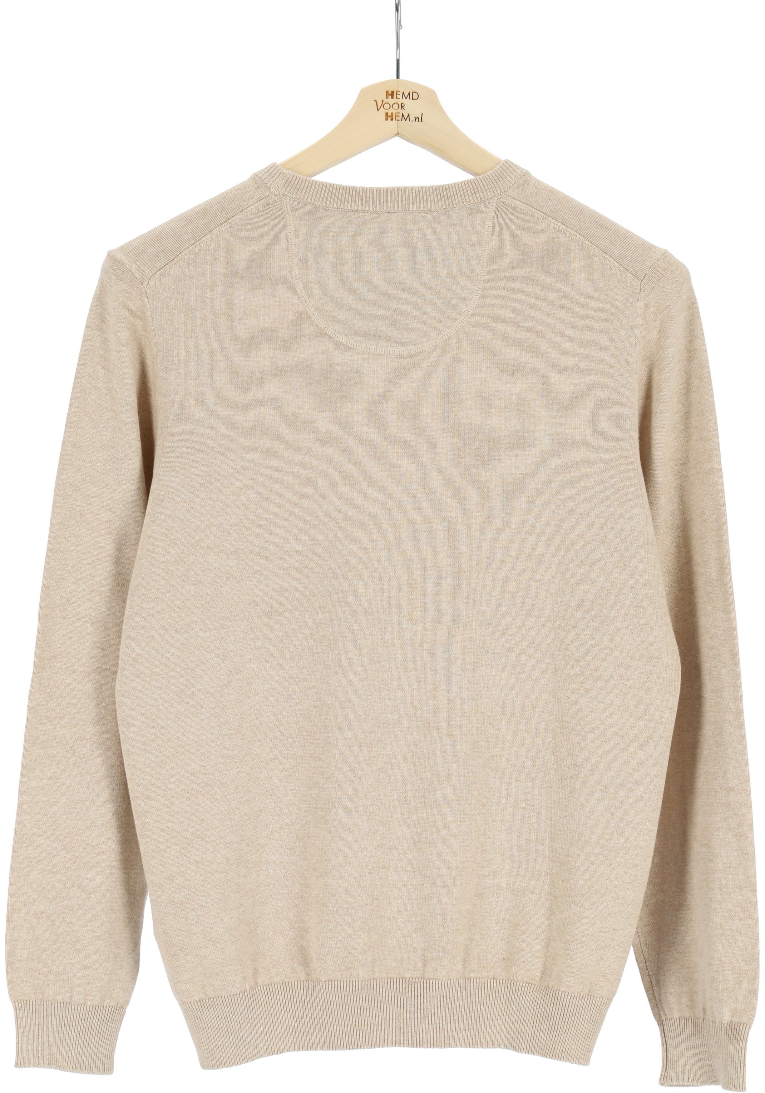 MARVELIS modern fit trui katoen, O-hals, beige