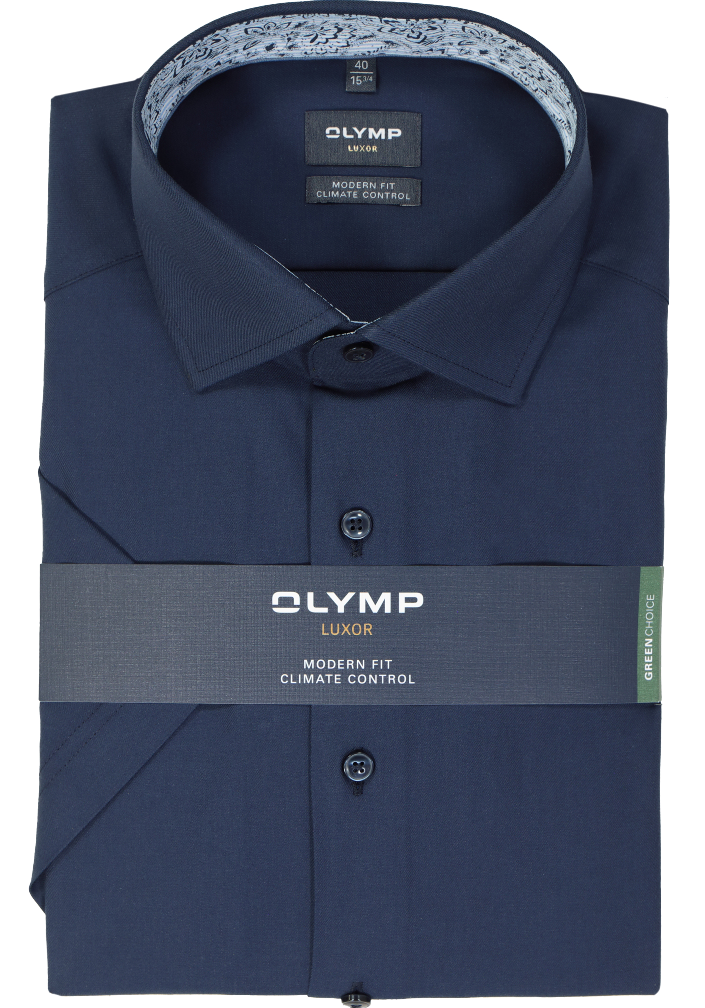 OLYMP 24/7 modern fit overhemd, korte mouw, twill, marine blauw