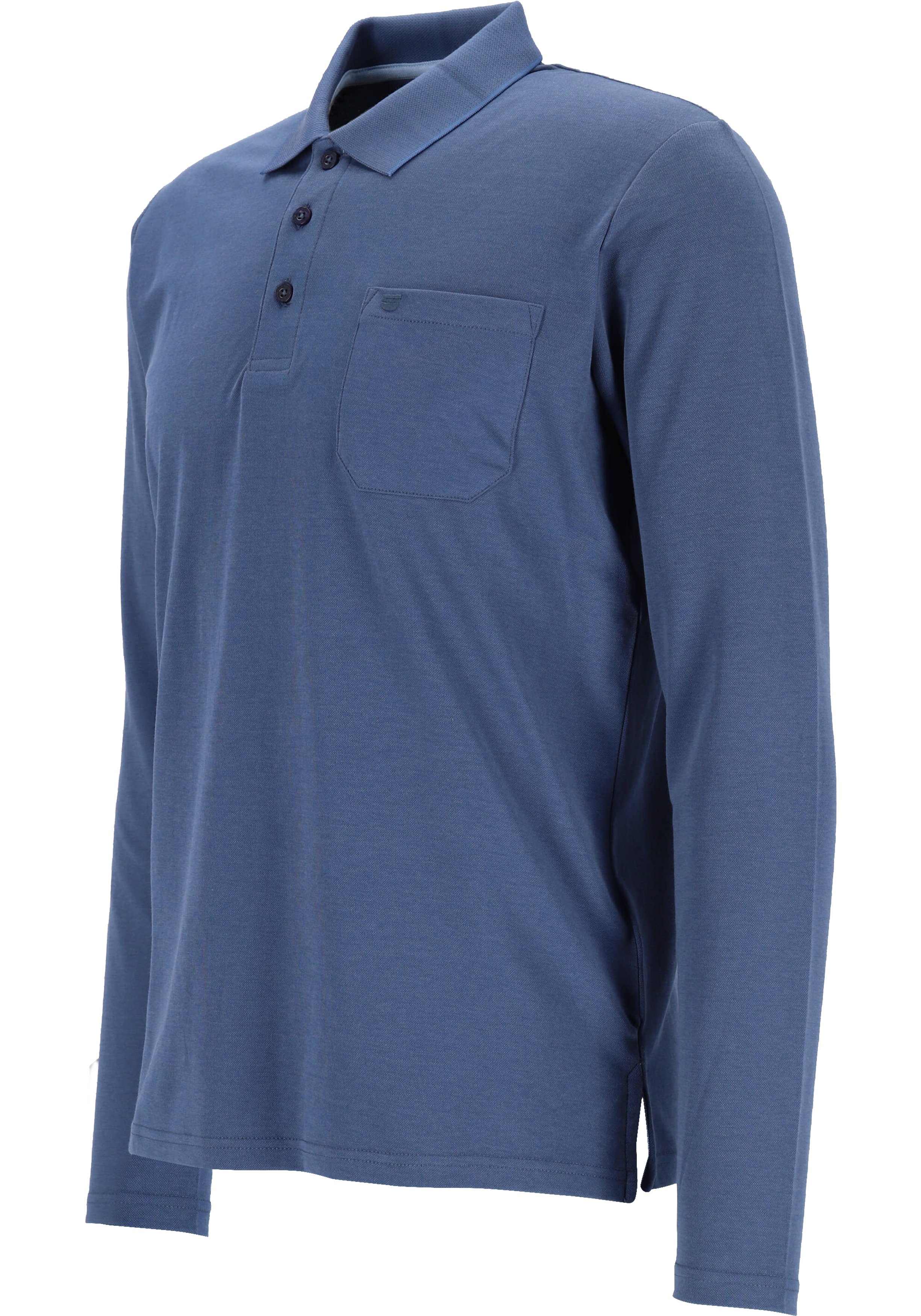 Redmond regular fit polo lange mouw, blauw melange