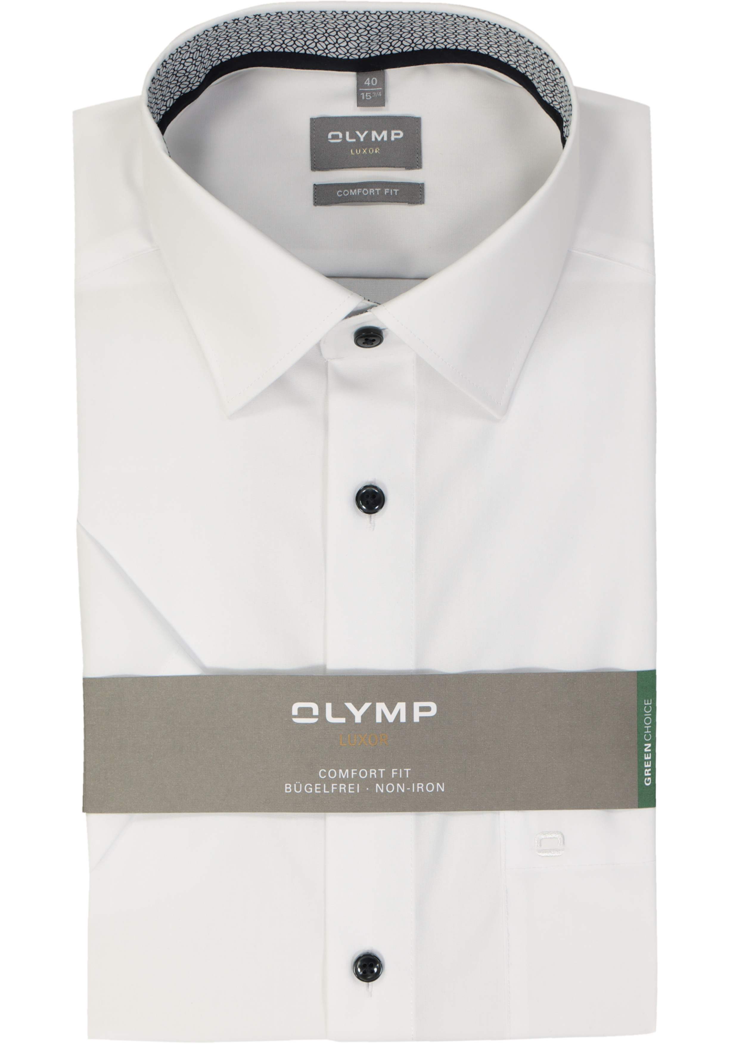 OLYMP Luxor comfort fit overhemd, korte mouw, popeline, antraciet grijs