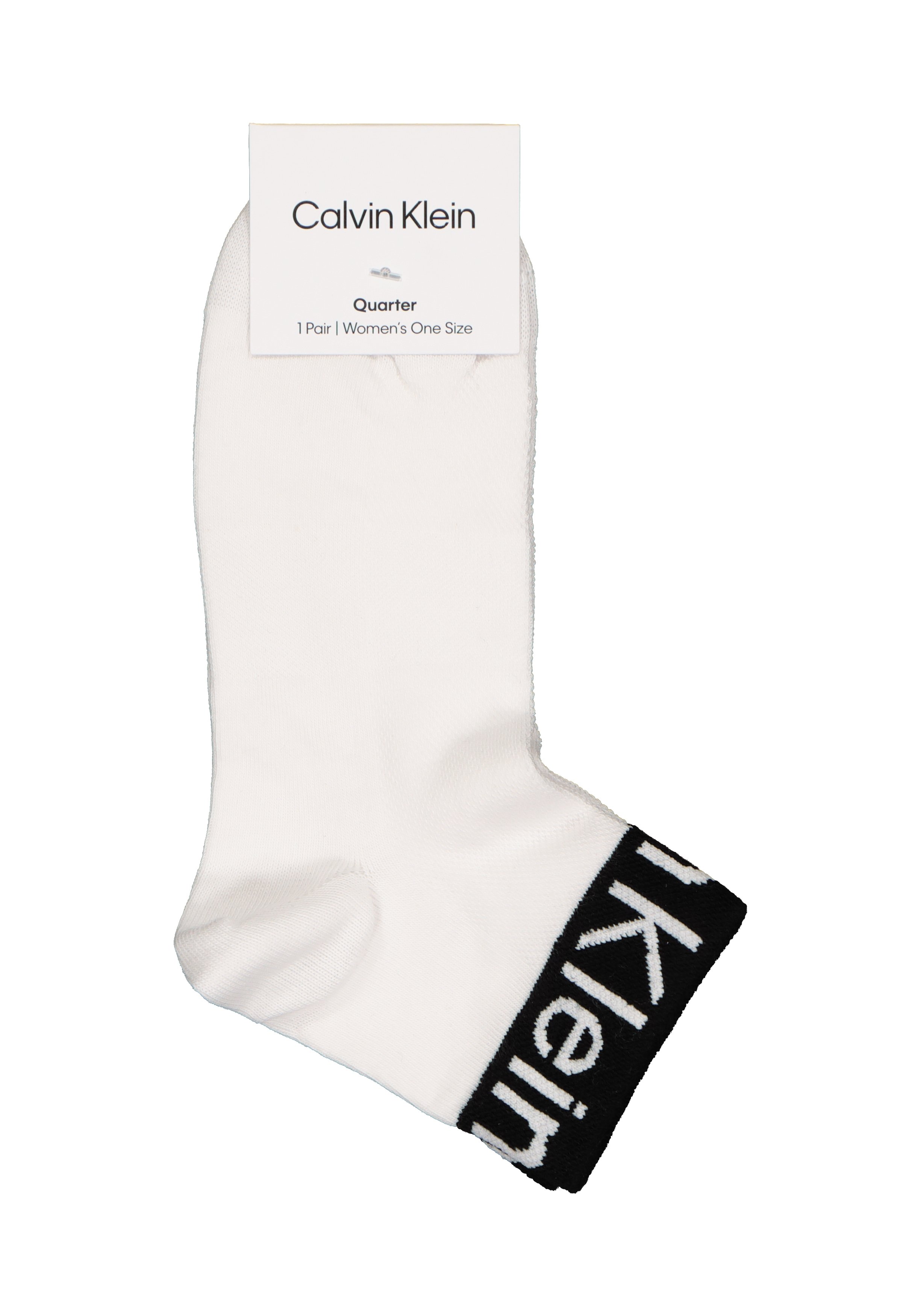 Calvin Klein damessokken Kayla (1-pack), lage logo sokken, wit met zwart