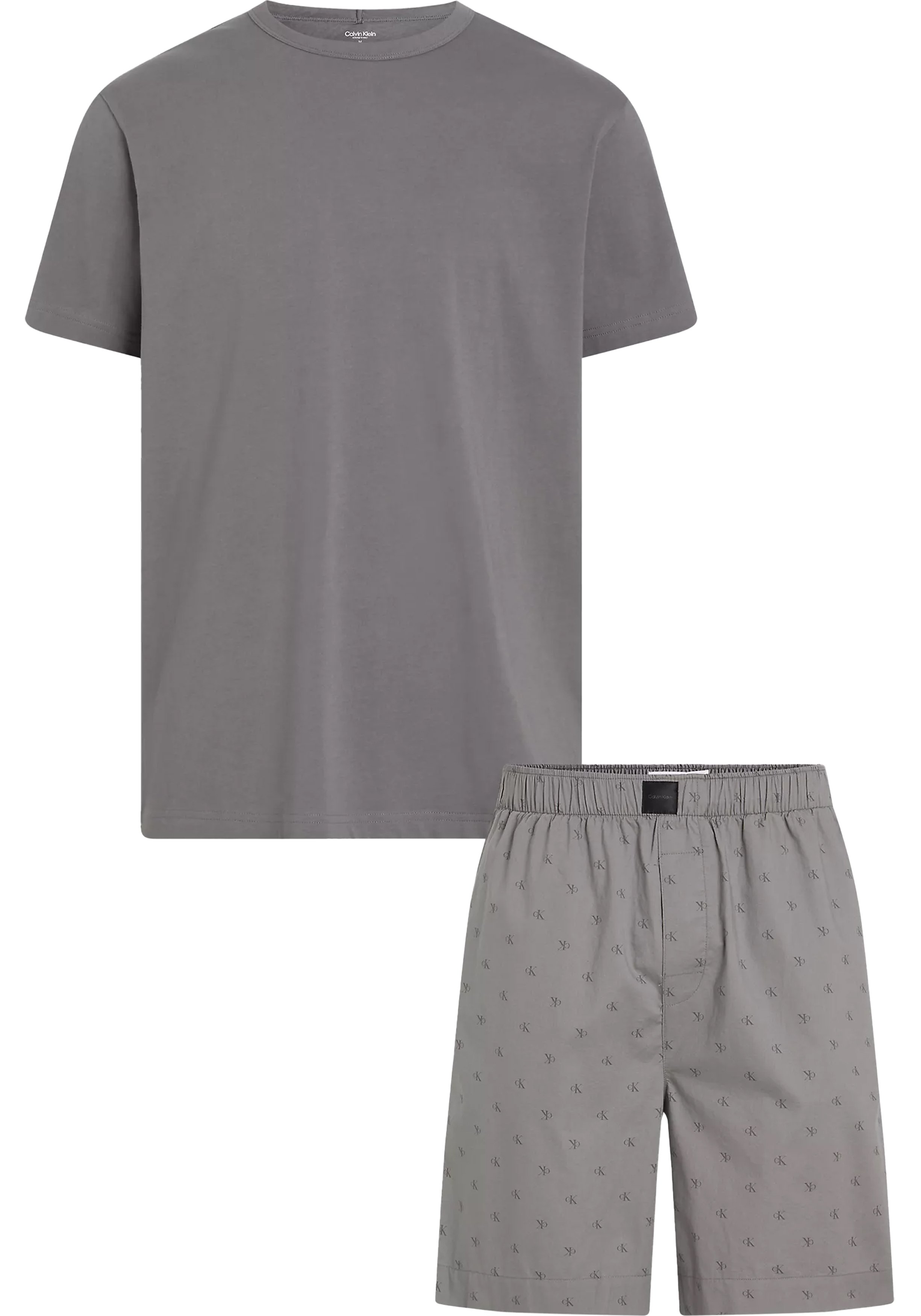 Calvin Klein heren shortama O-hals, grijs shirt, logo print broek