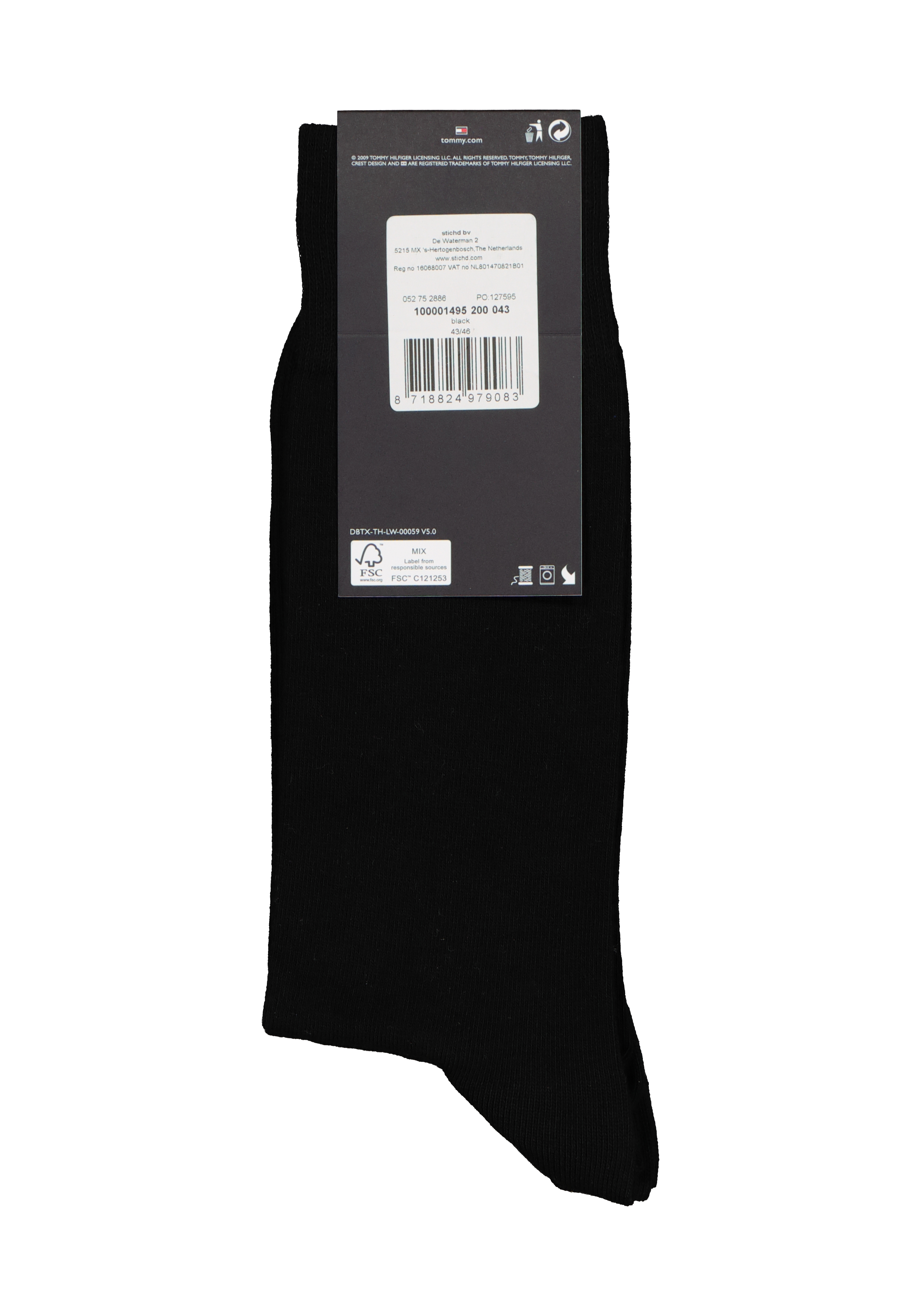 Tommy Hilfiger Check Socks (2-pack), herensokken katoen, geruit en uni, zwart