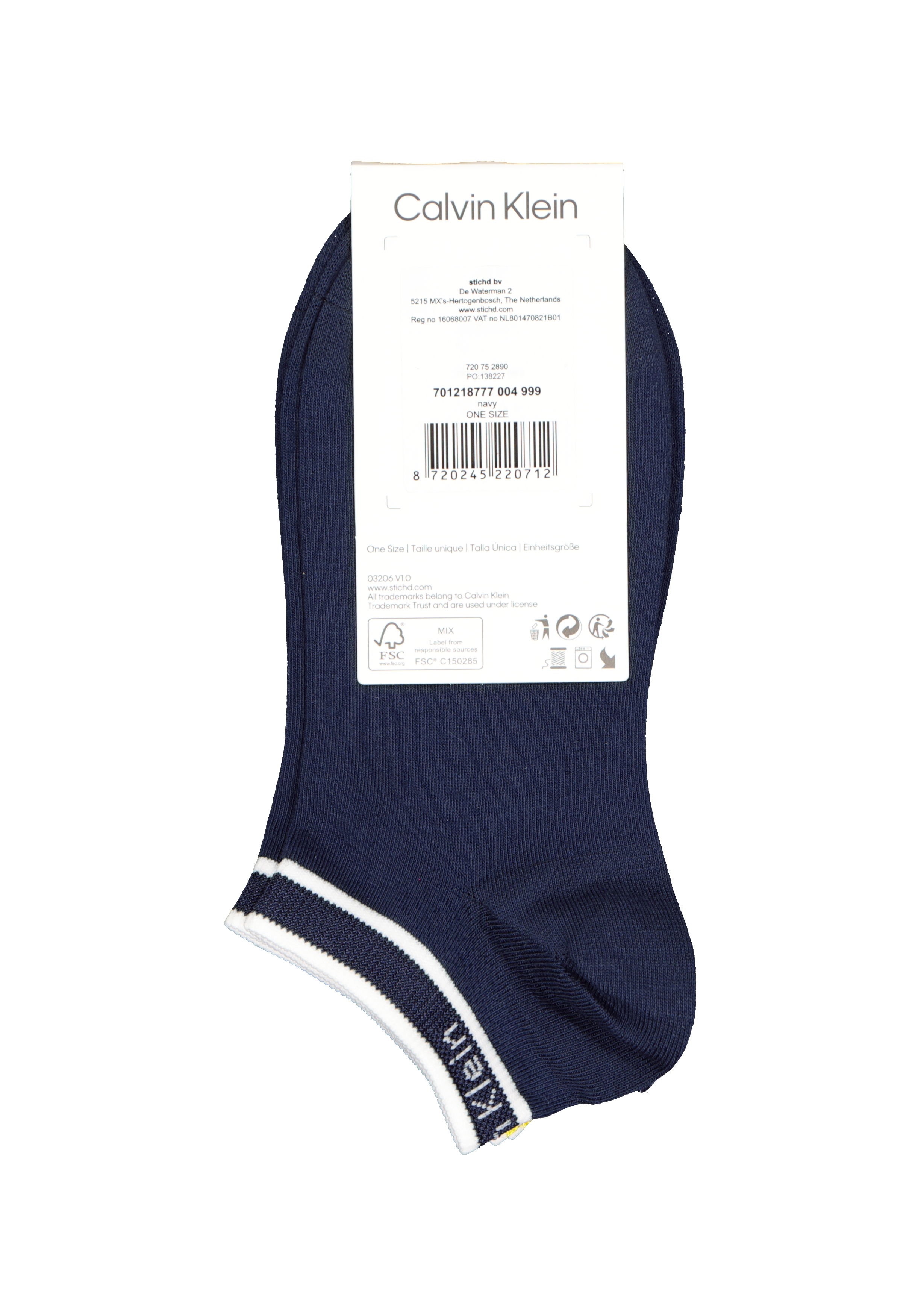 Calvin Klein damessokken Spencer (2-pack), enkelsokken logo boord, blauw