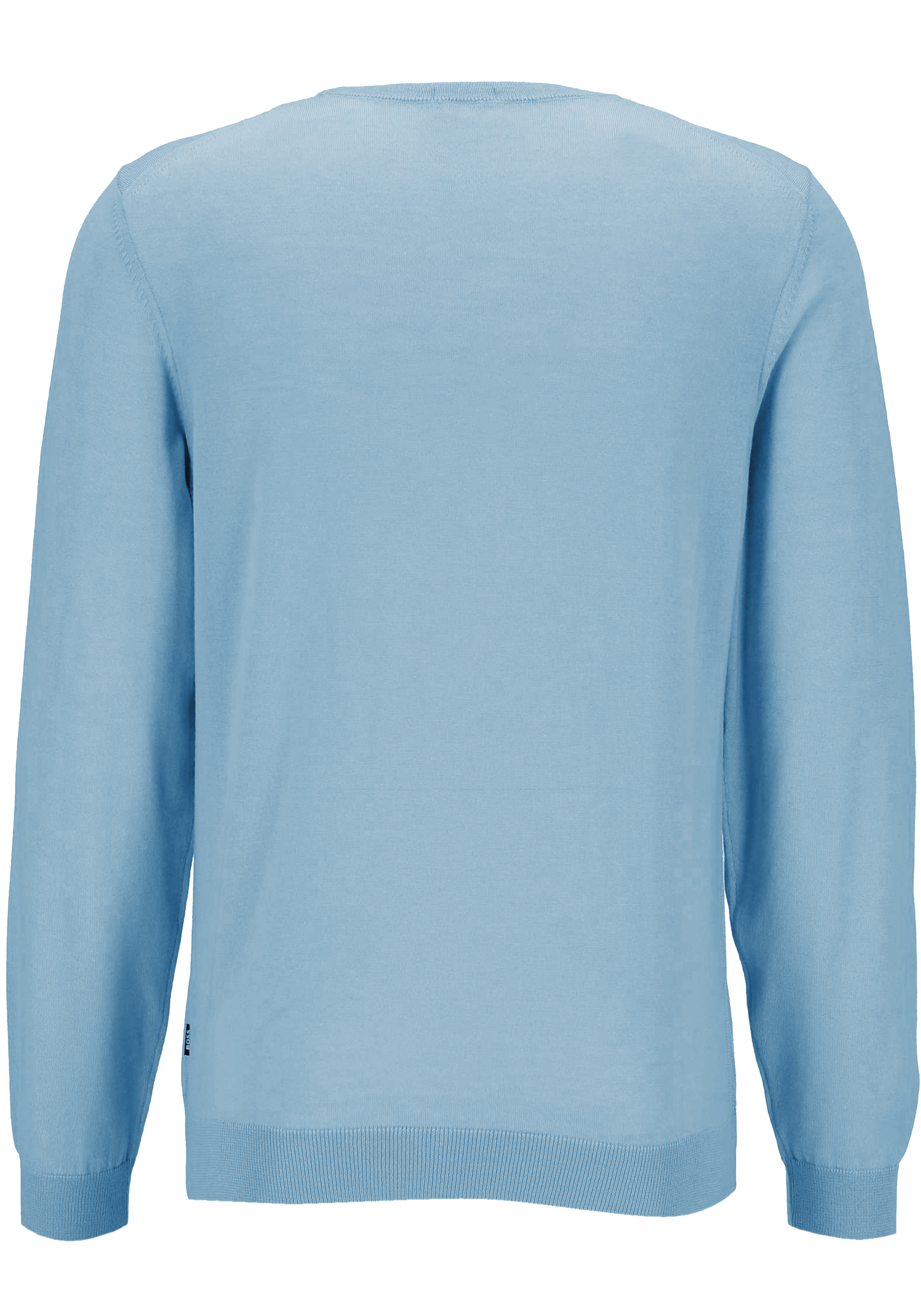 BOSS Leno slim fit trui wol, heren pullover middeldik O-hals, blauw