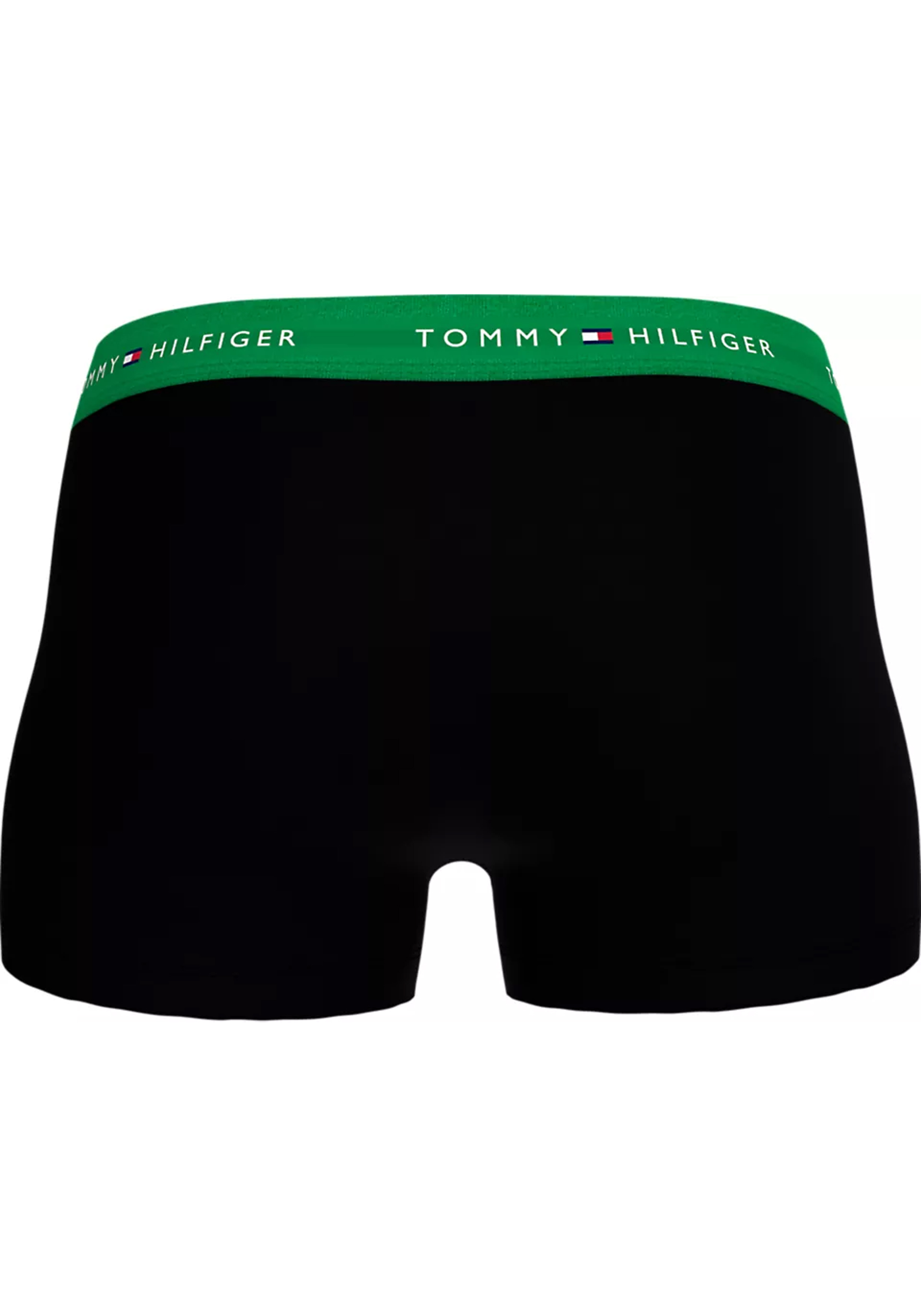 Tommy Hilfiger trunk (3-pack), heren boxers normale lengte, zwart met gekleurde tailleband