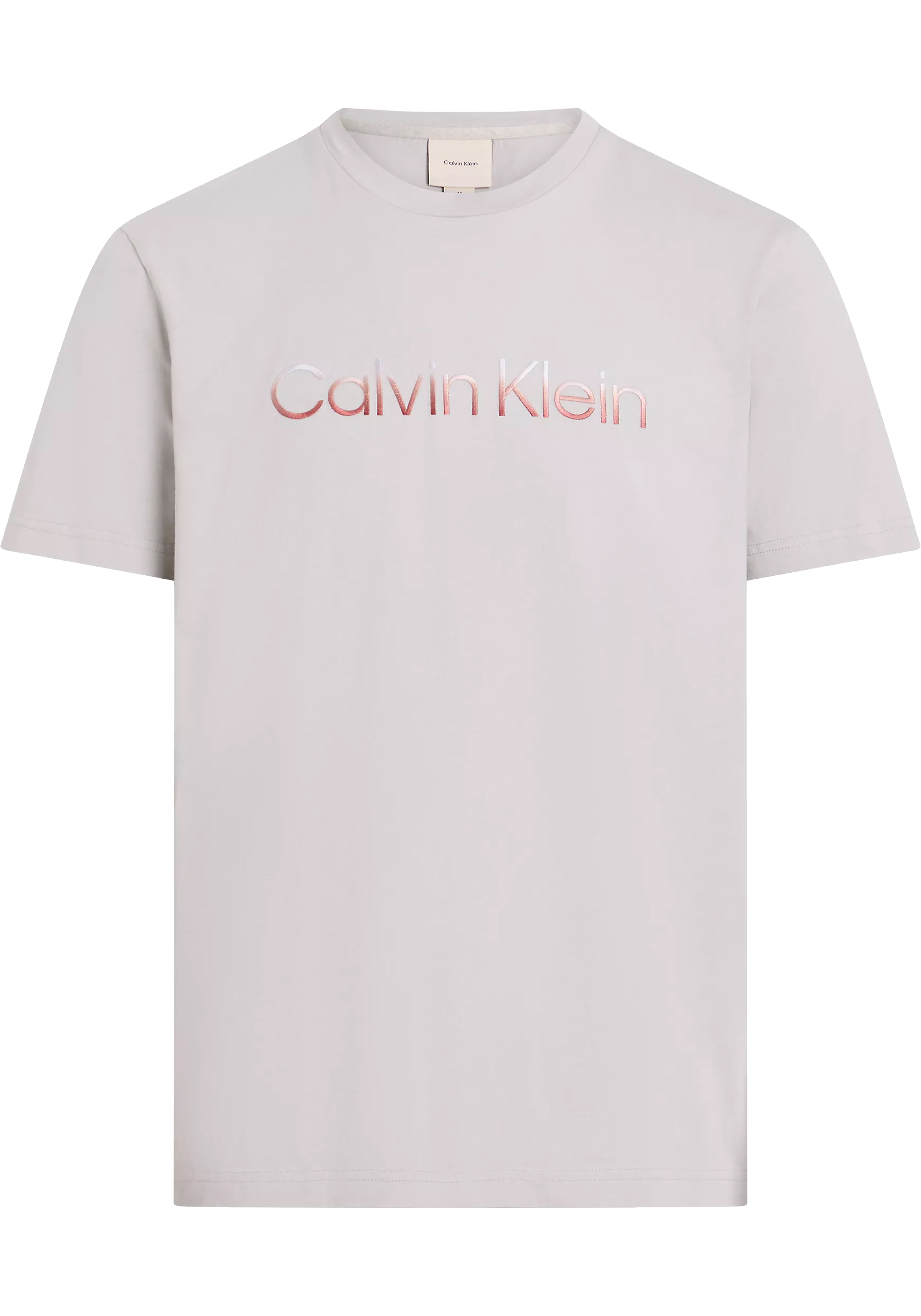 Calvin Klein Raised Ombre Embroidery T-shirt, heren T-shirt korte mouw O-hals, grijs-beige