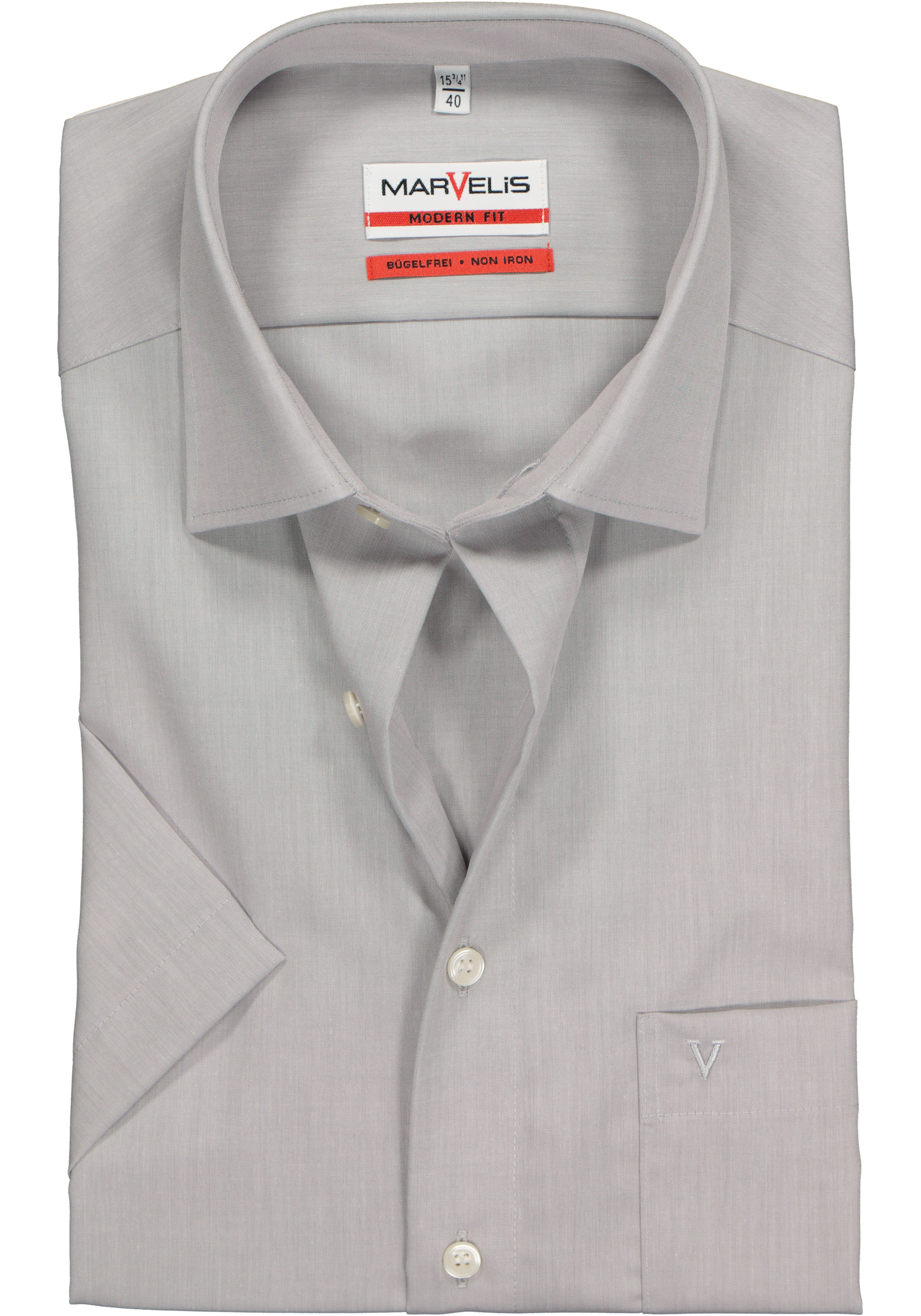 MARVELIS modern fit overhemd, korte mouw, grijs