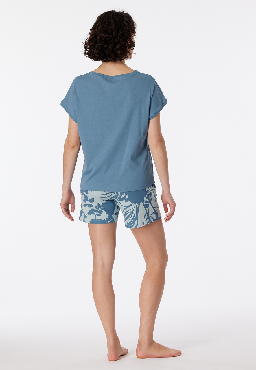 SCHIESSER Modern Nightwear shortamaset, dames pyjama shortama blauw-grijs