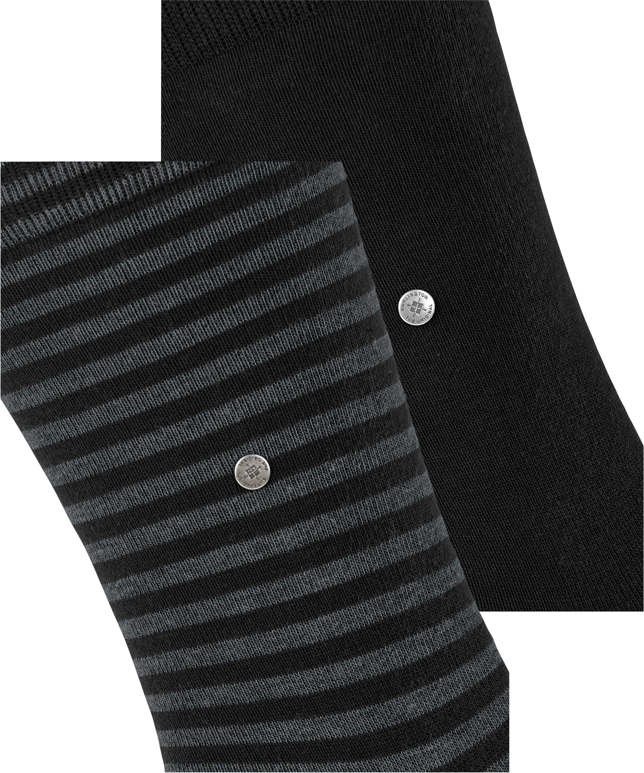 Burlington Everyday Stripe 2-Pack herensokken, zwart (black)