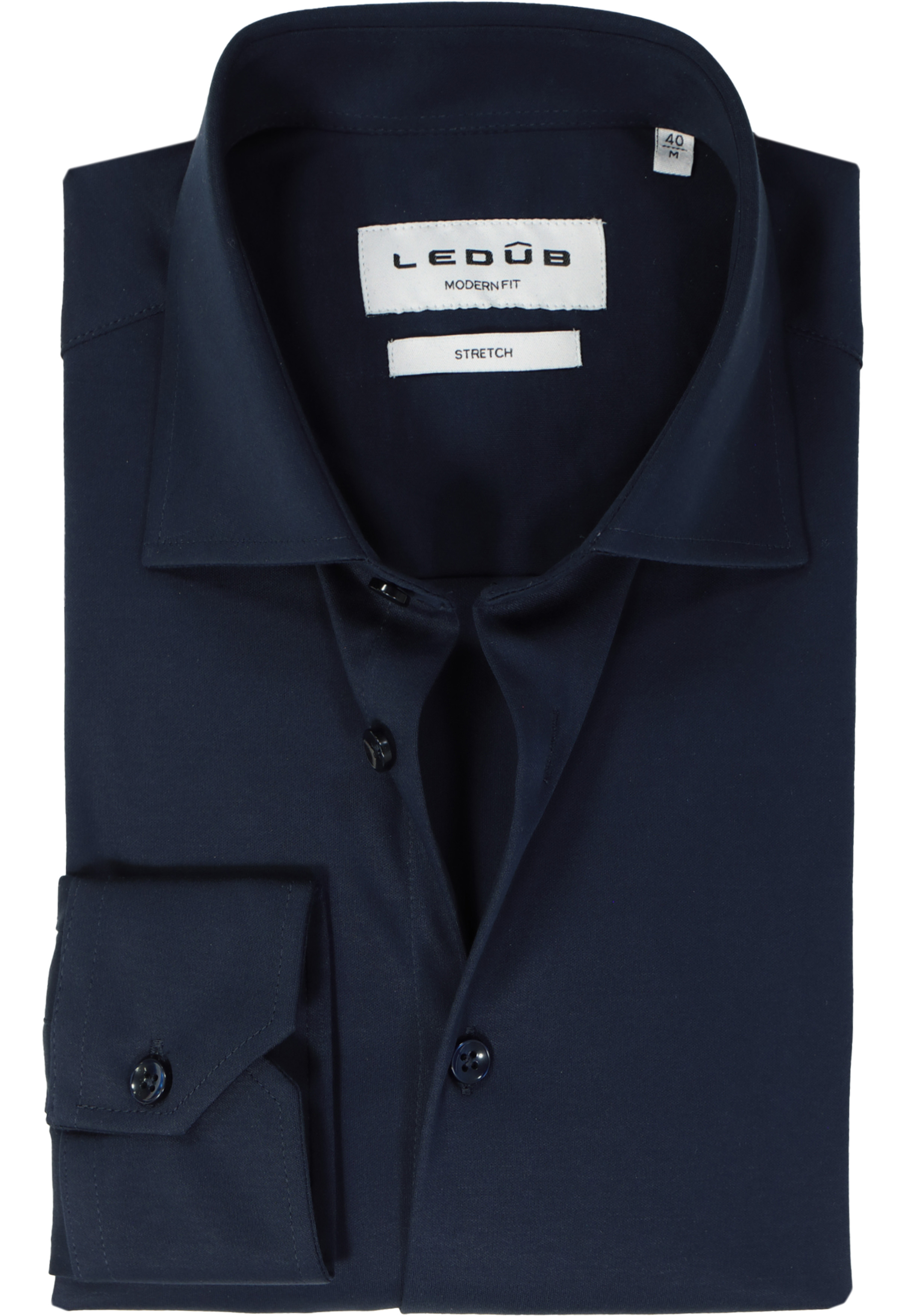 Ledub modern fit overhemd, popeline, donkerblauw