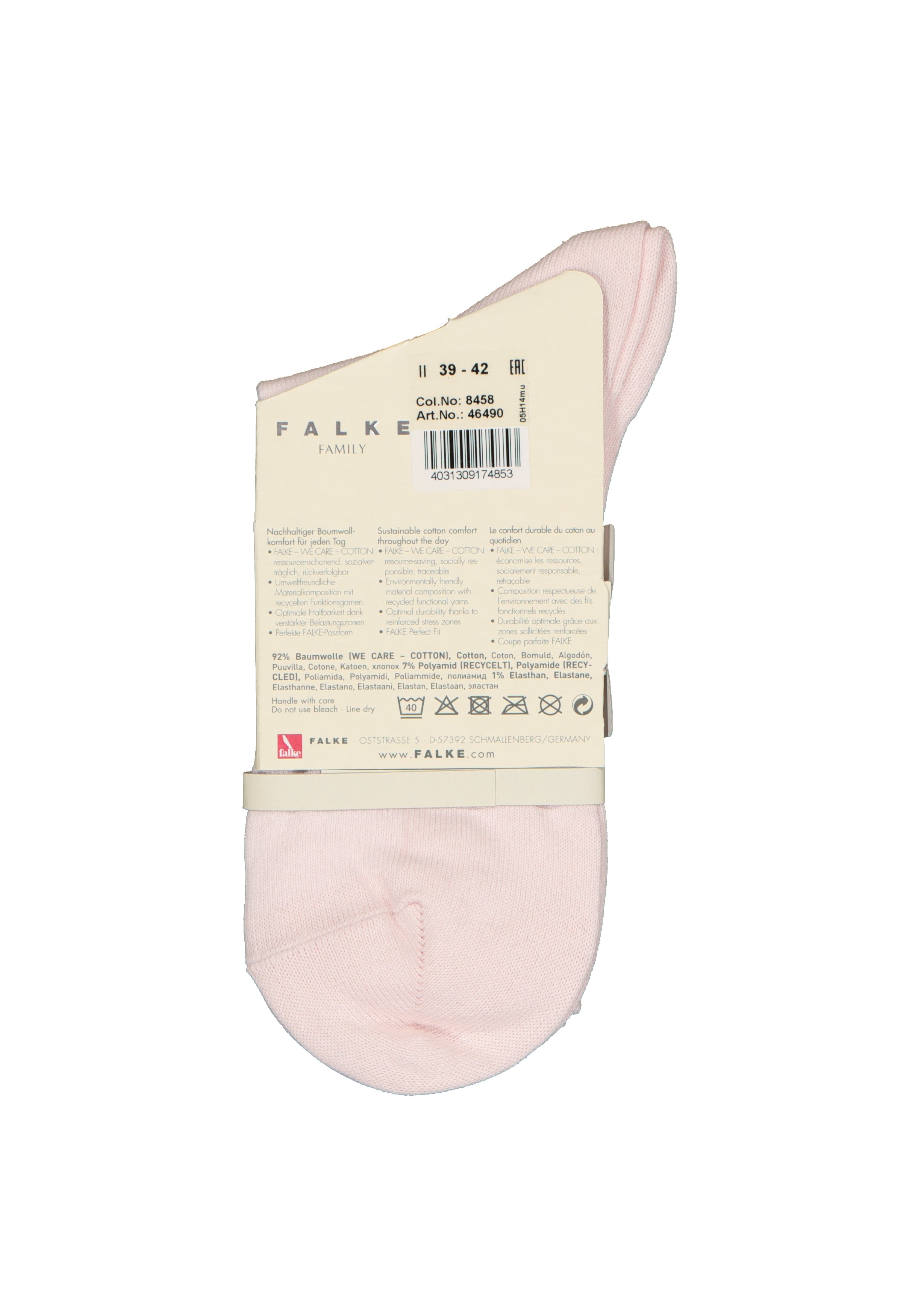 FALKE Family damessokken, katoen, roze (light pink)