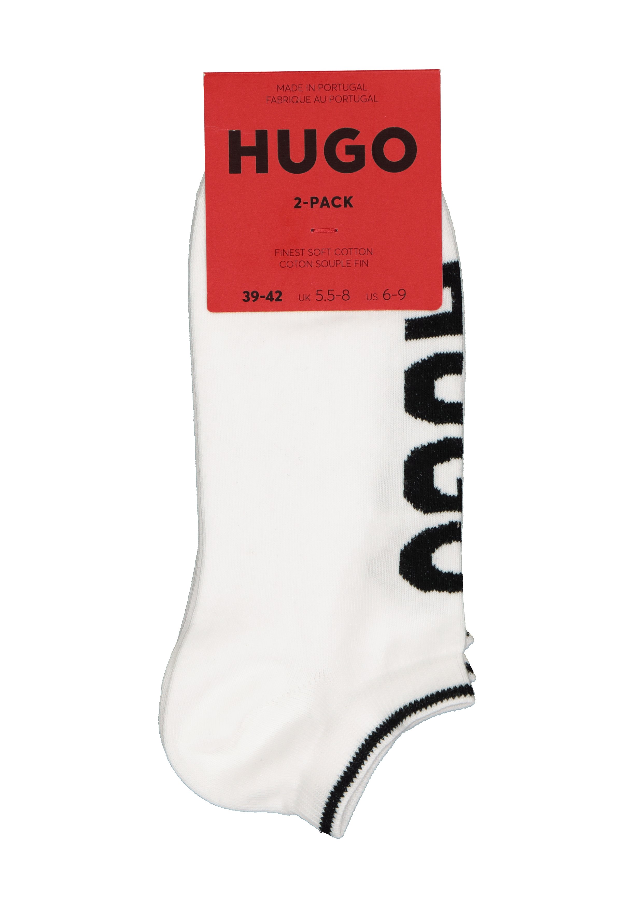 HUGO logo sokken (2-pack), unisex enkelsokken, wit