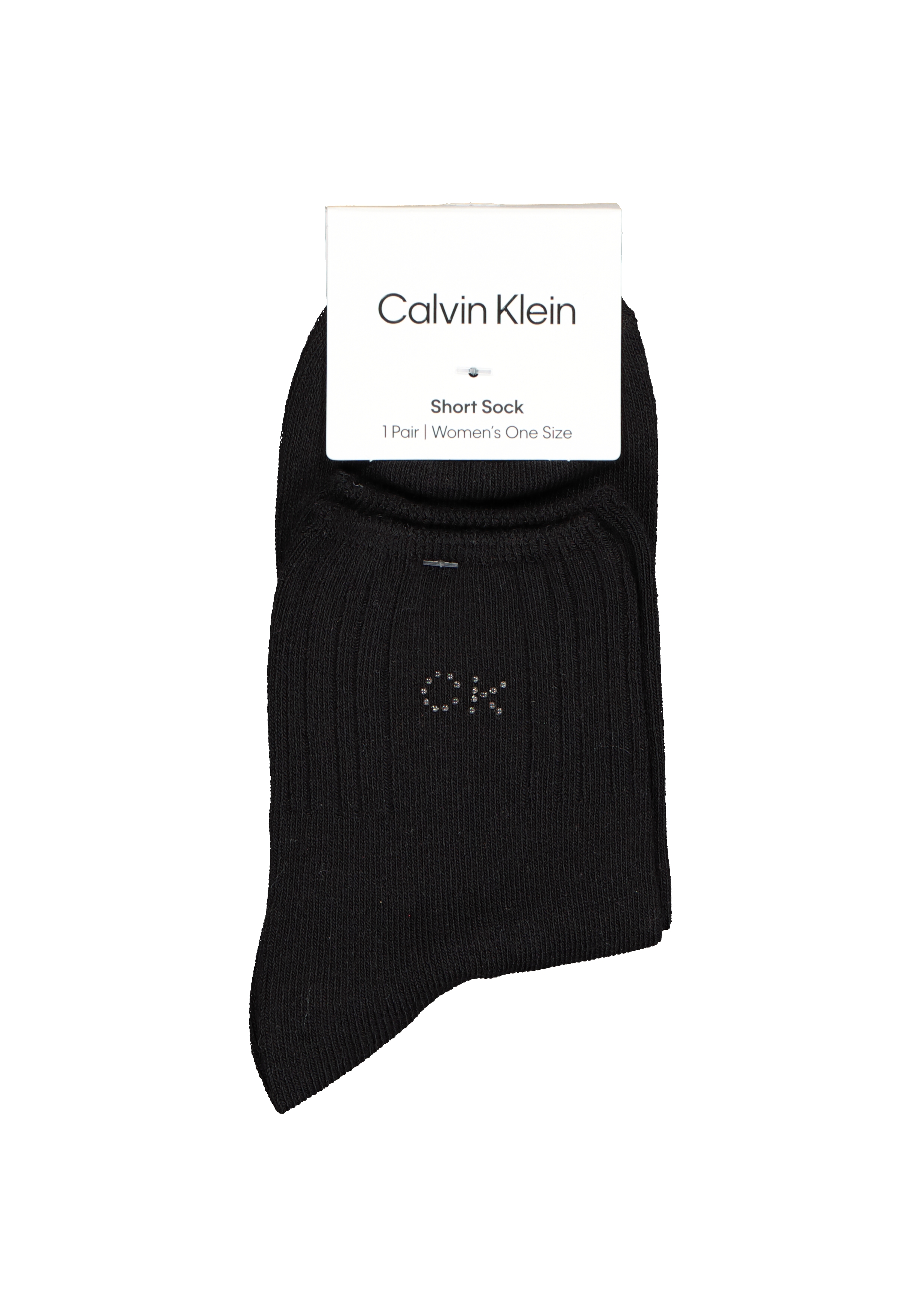 Calvin Klein damessokken Allison (1-pack), enkelsokken met kristal logo, zwart