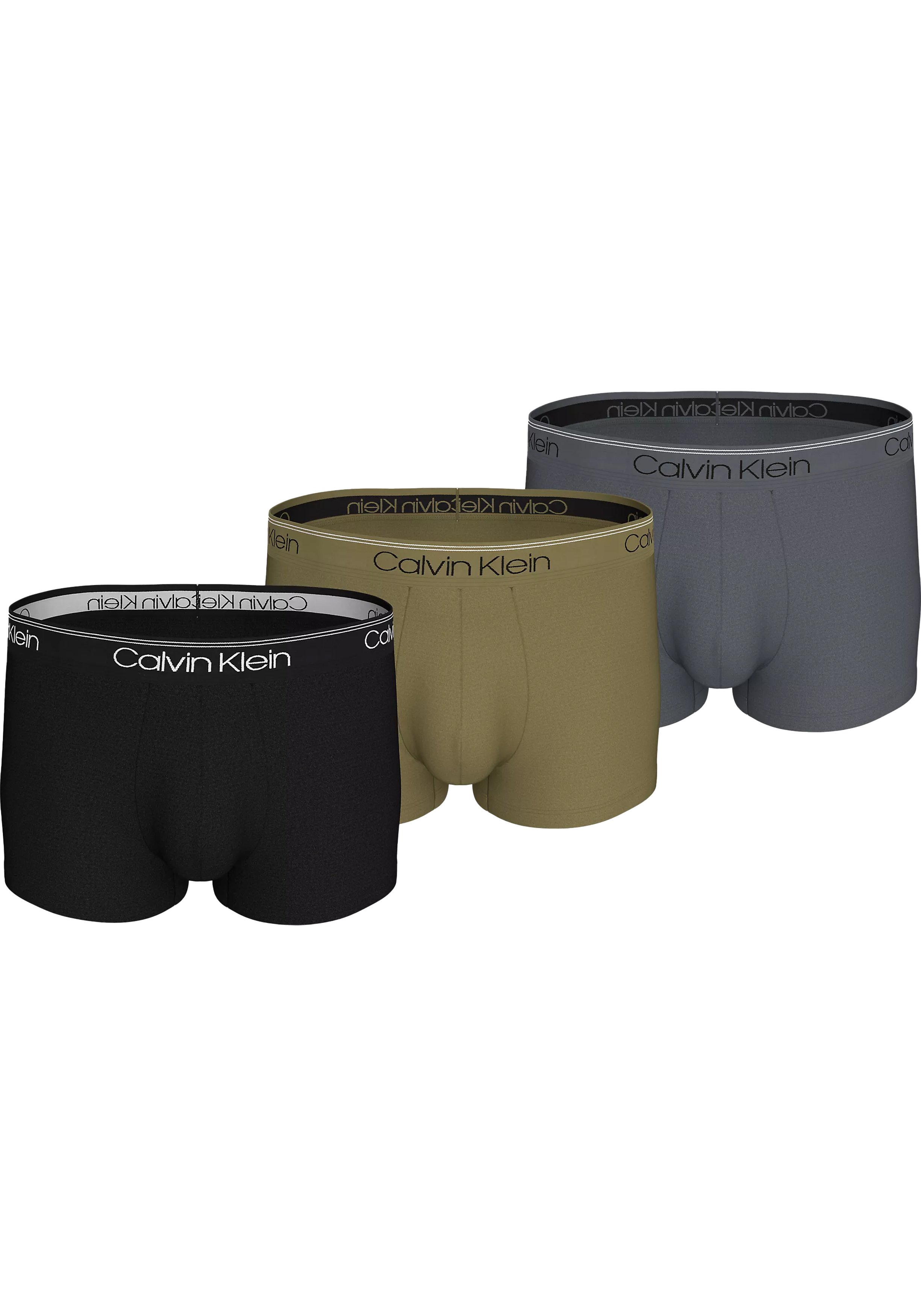 Calvin Klein Low Rise Trunks (3-pack), lage heren boxers kort, zwart, groen, grijs