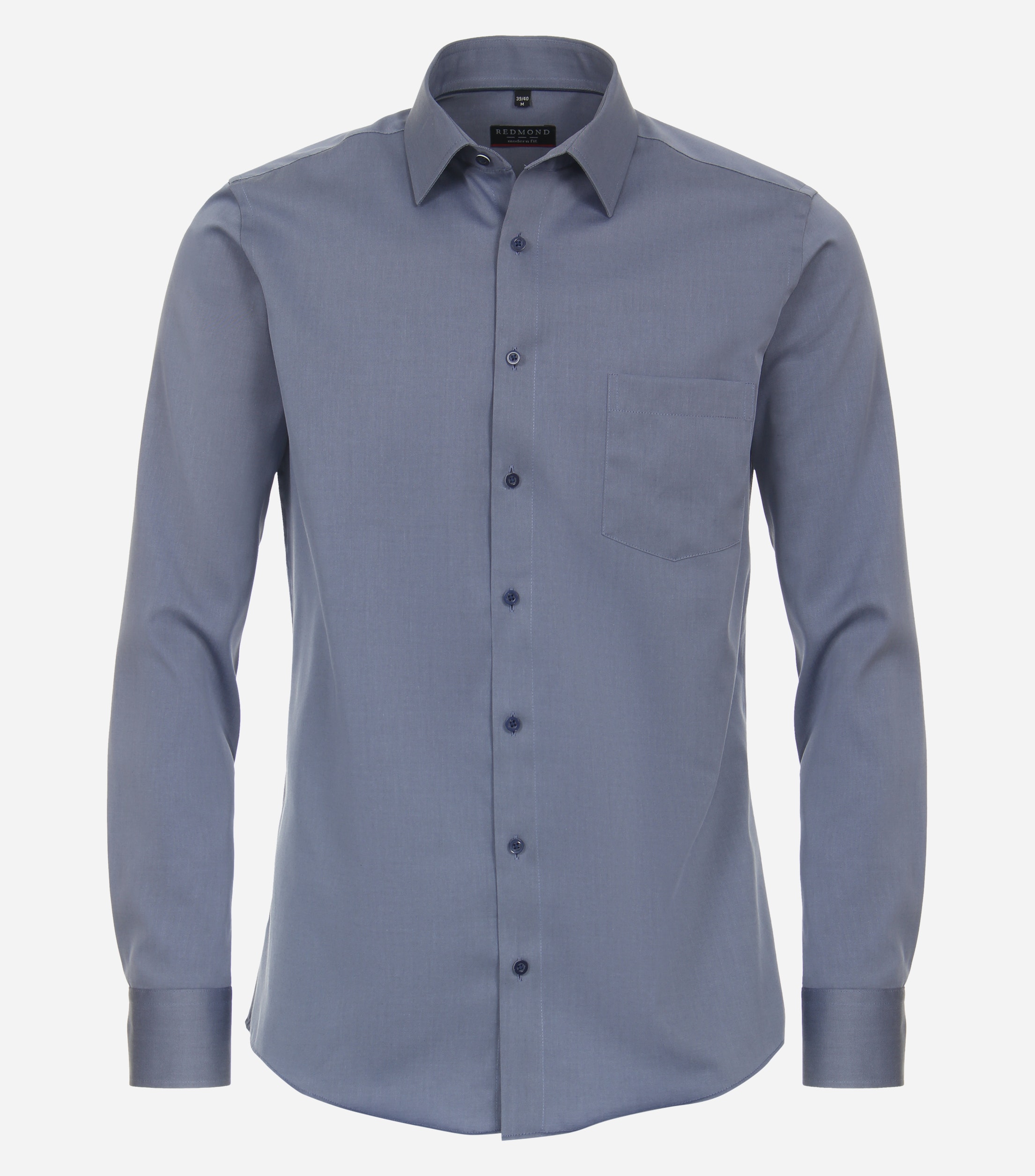 Redmond modern fit overhemd, popeline, blauw
