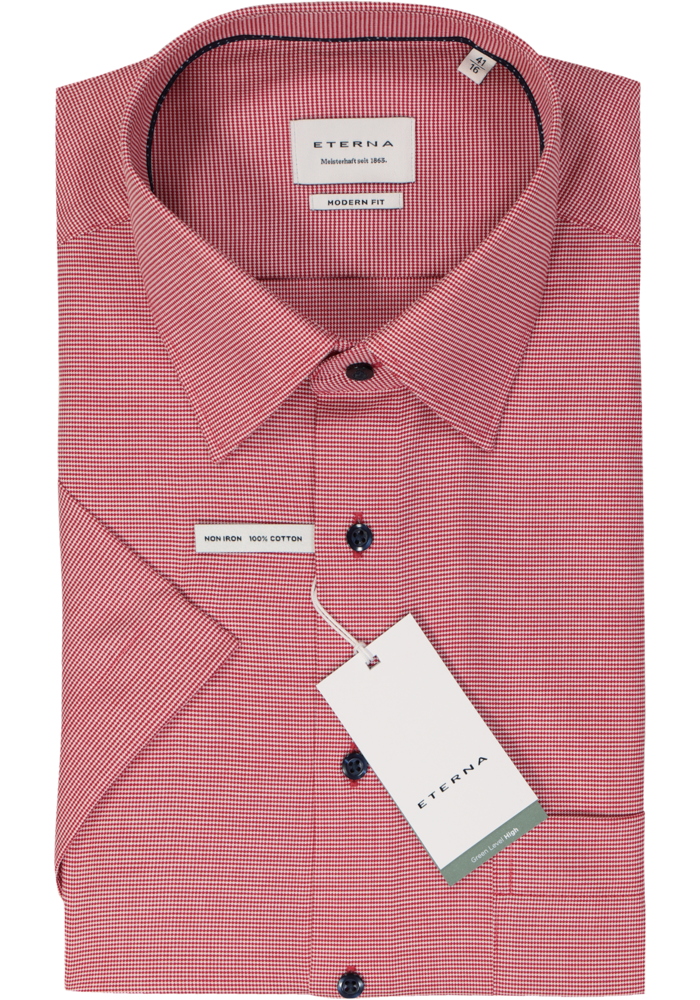 ETERNA modern fit overhemd korte mouw, twill, roze