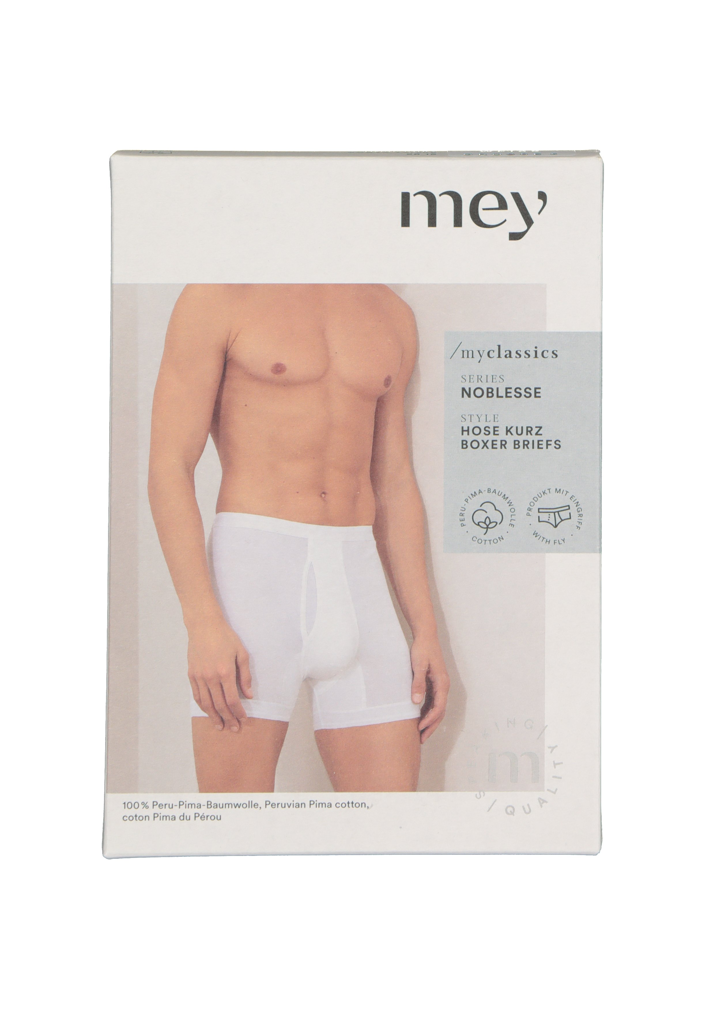 Mey Noblesse boxer briefs (1-pack), heren boxer normale lengte met gulp, wit