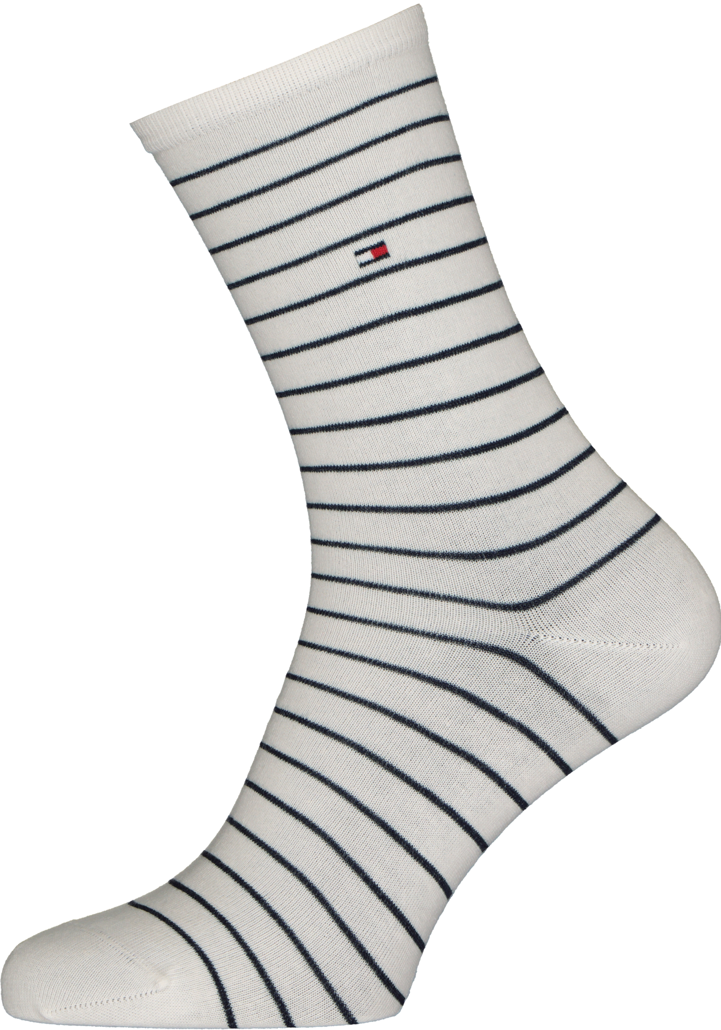 Tommy Hilfiger damessokken Small Stripe (2-pack), uni en gestreept katoen, off white met blauw