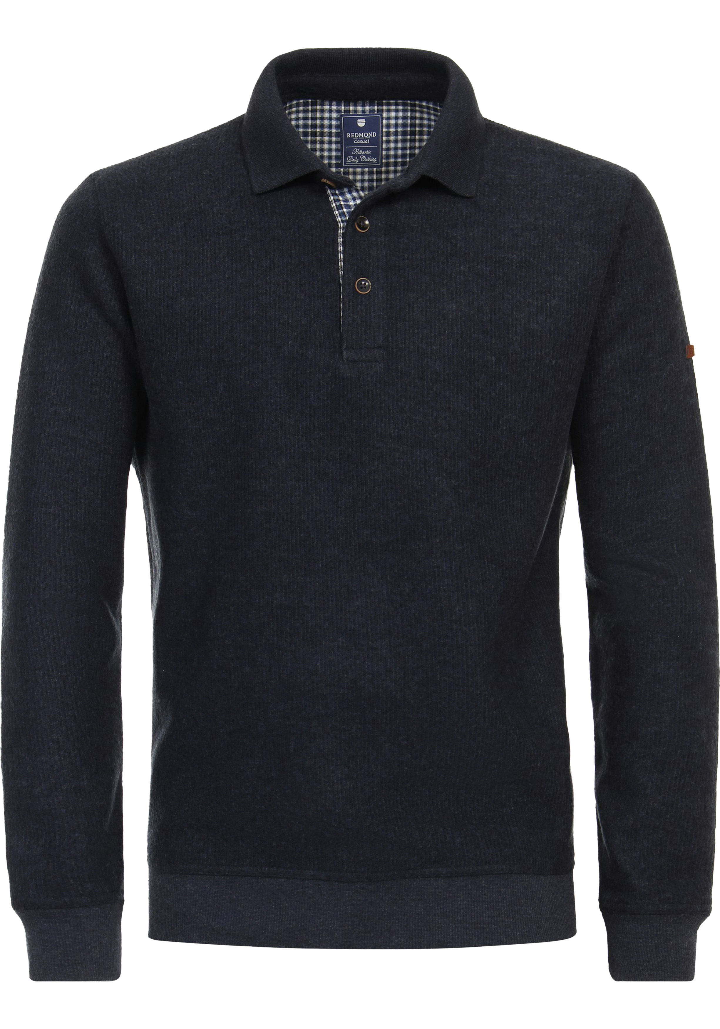 Redmond heren polo gebreid, polo kraag, blauw (middeldik)