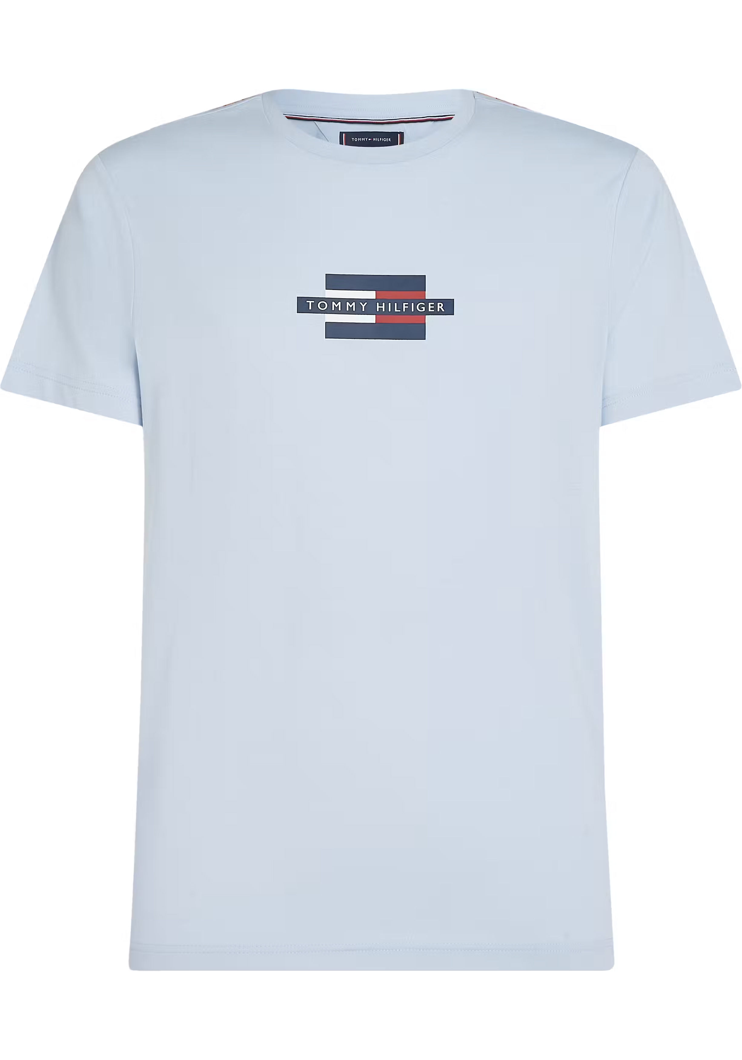 Tommy Hilfiger Flag Box Tee, heren T-shirt korte mouw O-hals, blauw