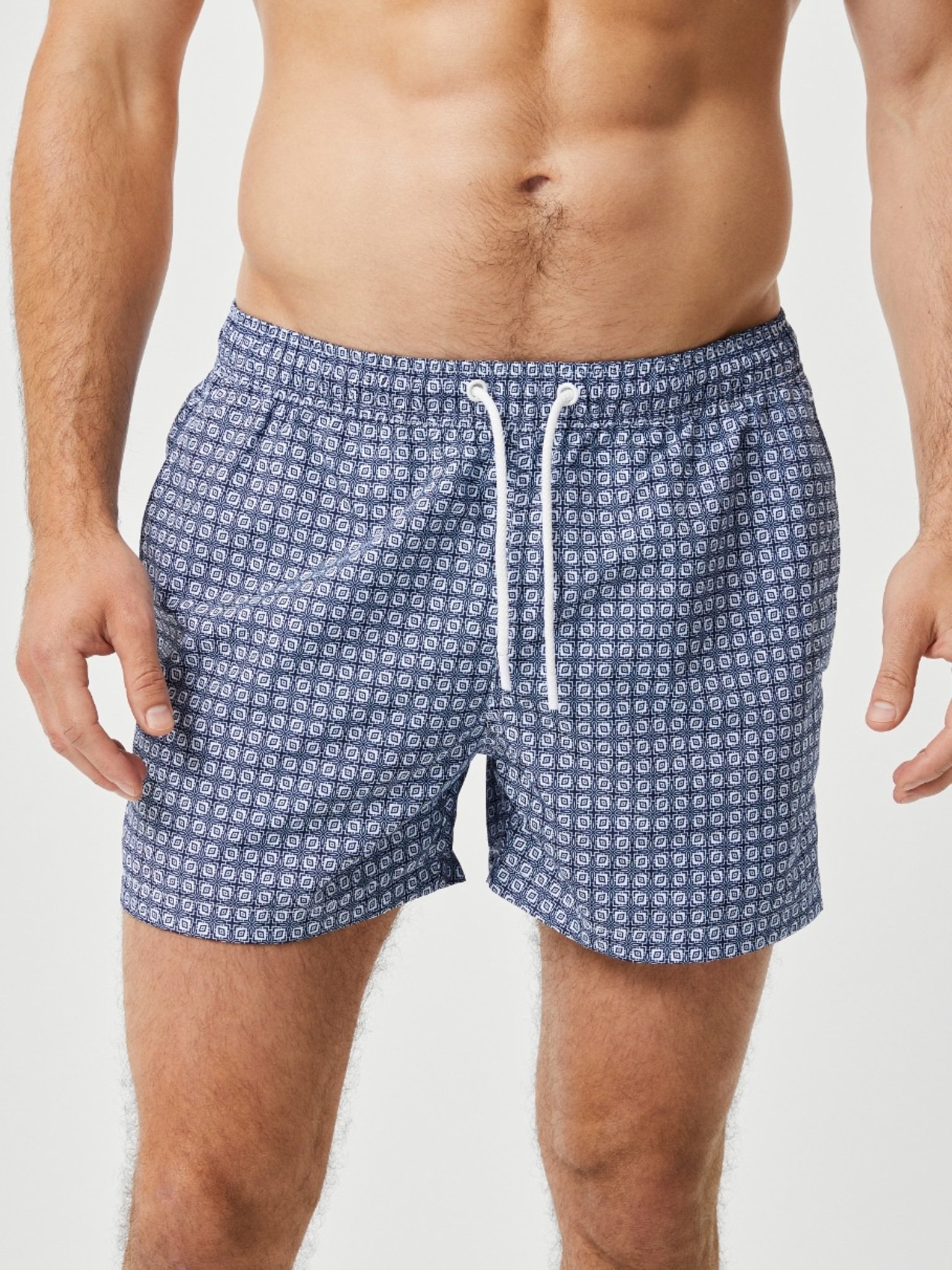 Bjorn Borg Print Swim Shorts, heren zwembroek, blauw met wit dessin