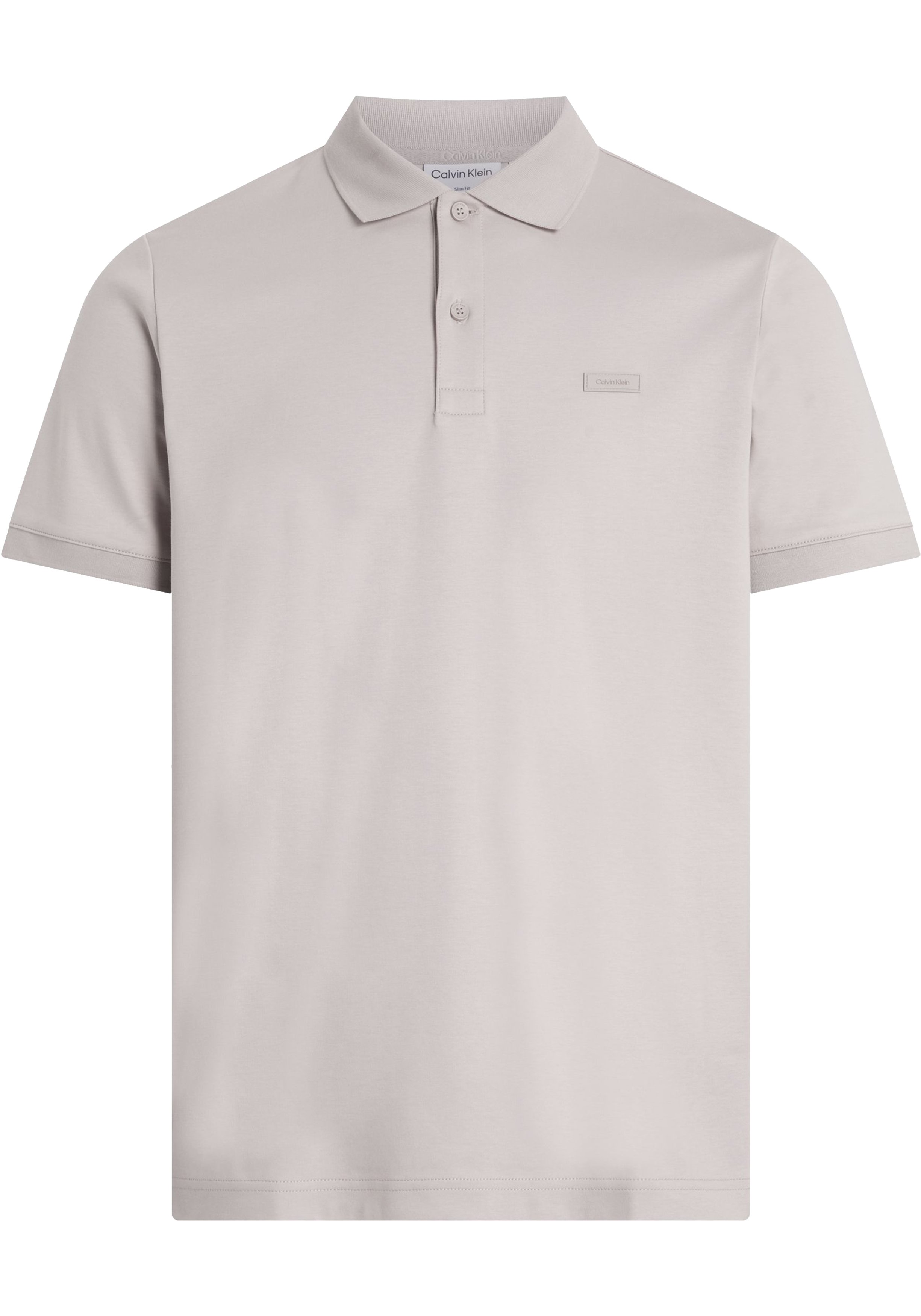 Calvin Klein Smooth Cotton Slim Polo, heren poloshirt, grijsbeige