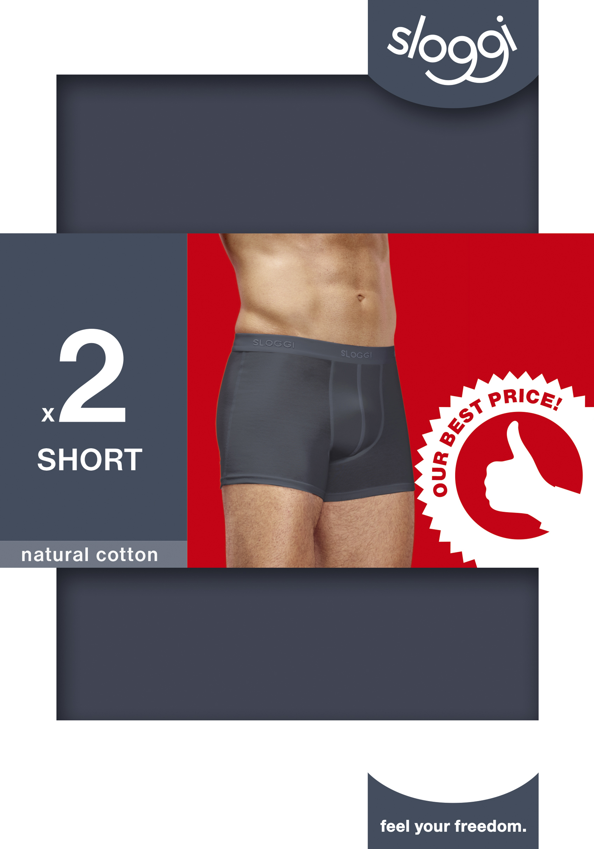 Sloggi Men 24/7 Short, heren boxers (2-pack), blauw